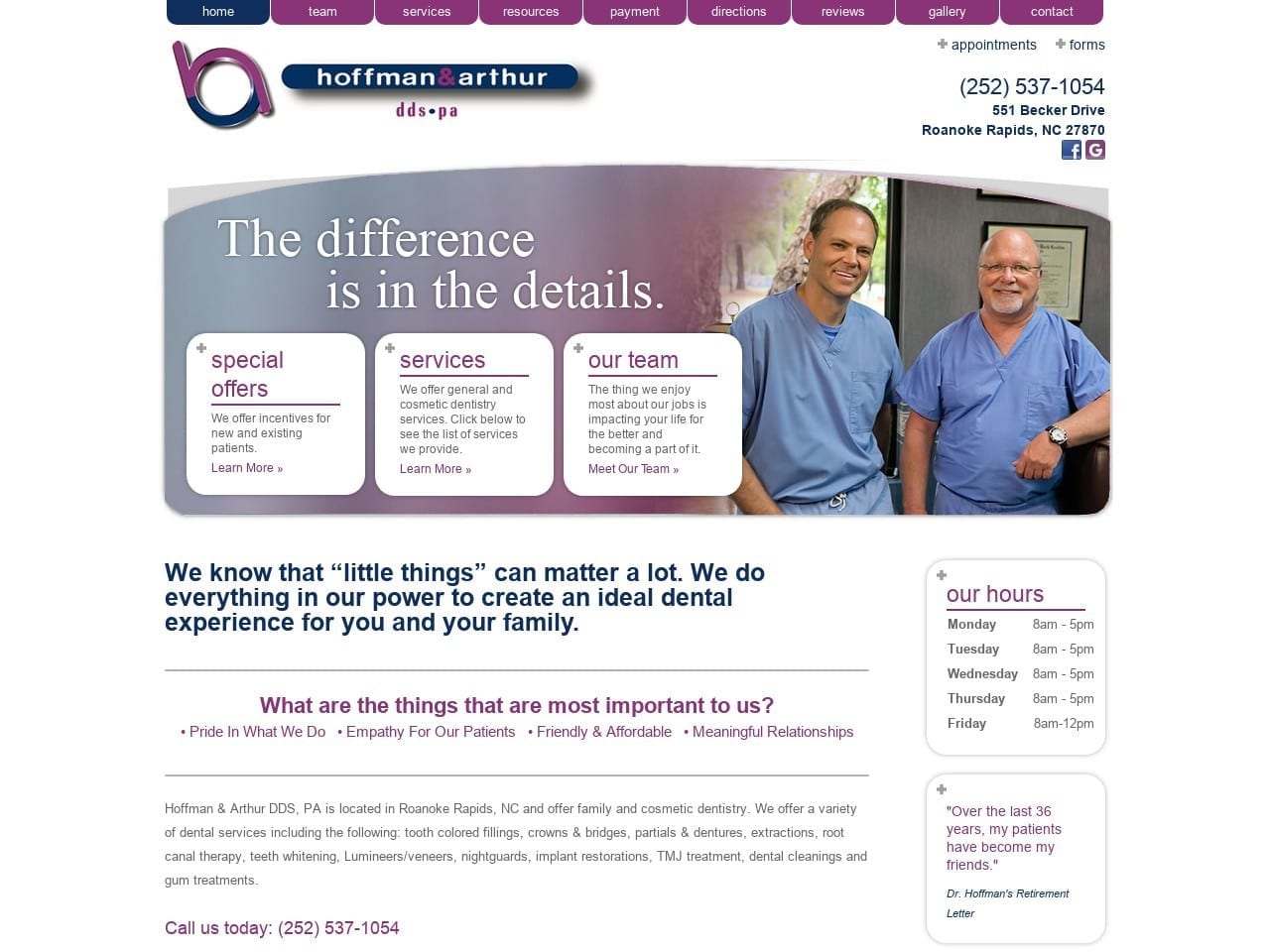 Hoffman & Arthur DDS PA Website Screenshot from hoffman-arthur.com