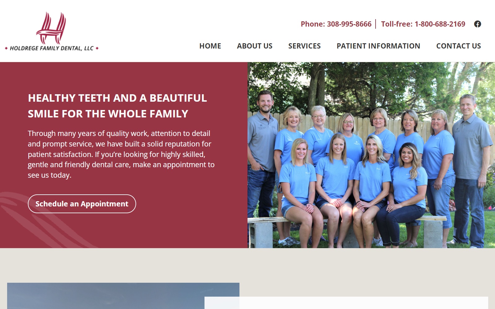 holdregefamilydental.com screenshot