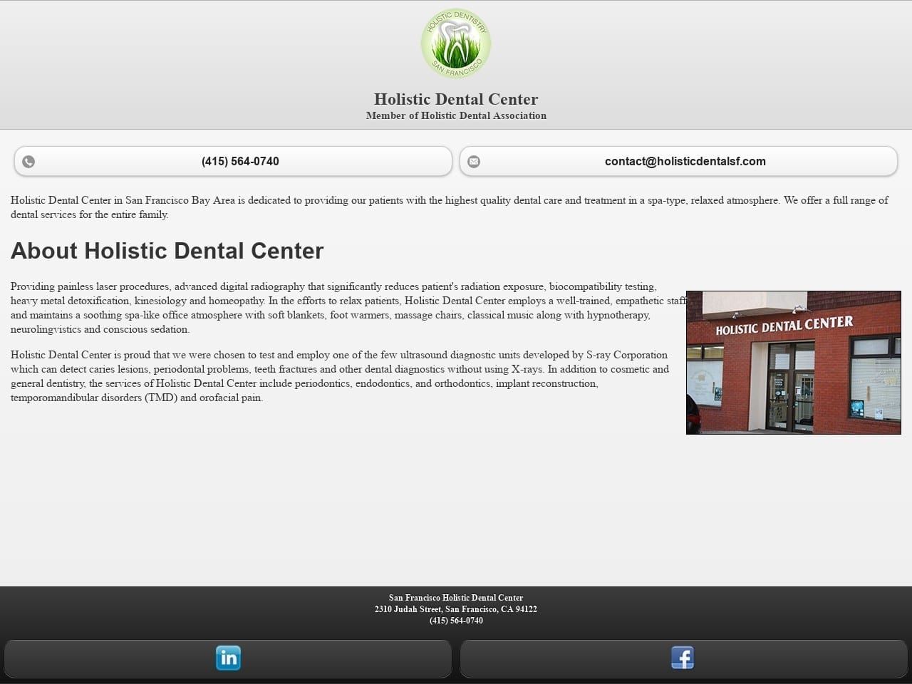 Holistic Dental Center Website Screenshot from holisticdentalsf.com