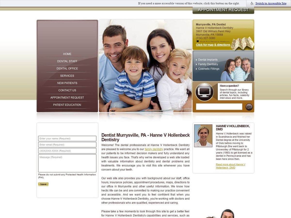 Hollenbeck Hanne V DDS Website Screenshot from hollenbeckdentistry.com