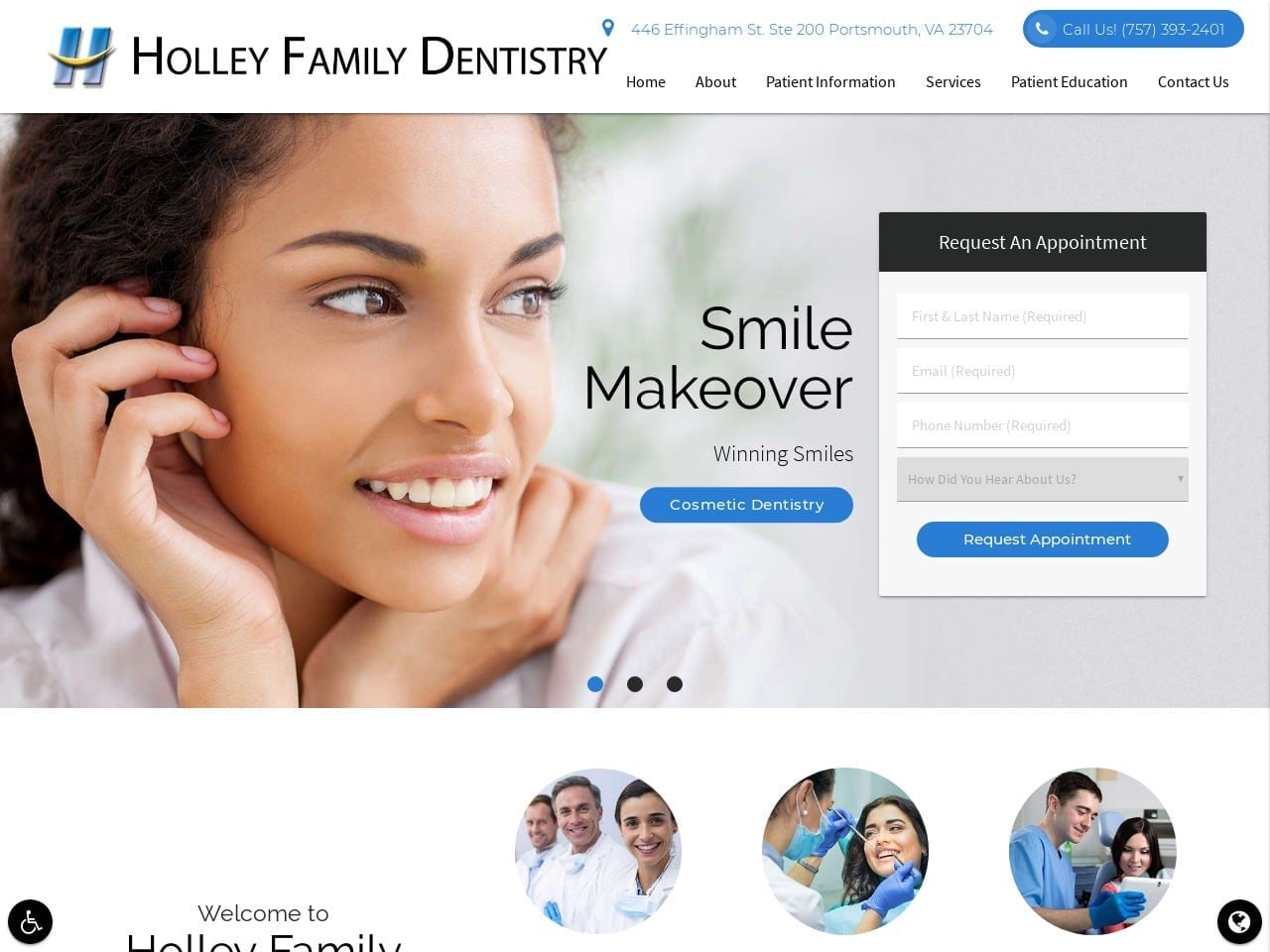 Holley Cosmetic Implant & Family Dentistry Website Screenshot from holleydental.com