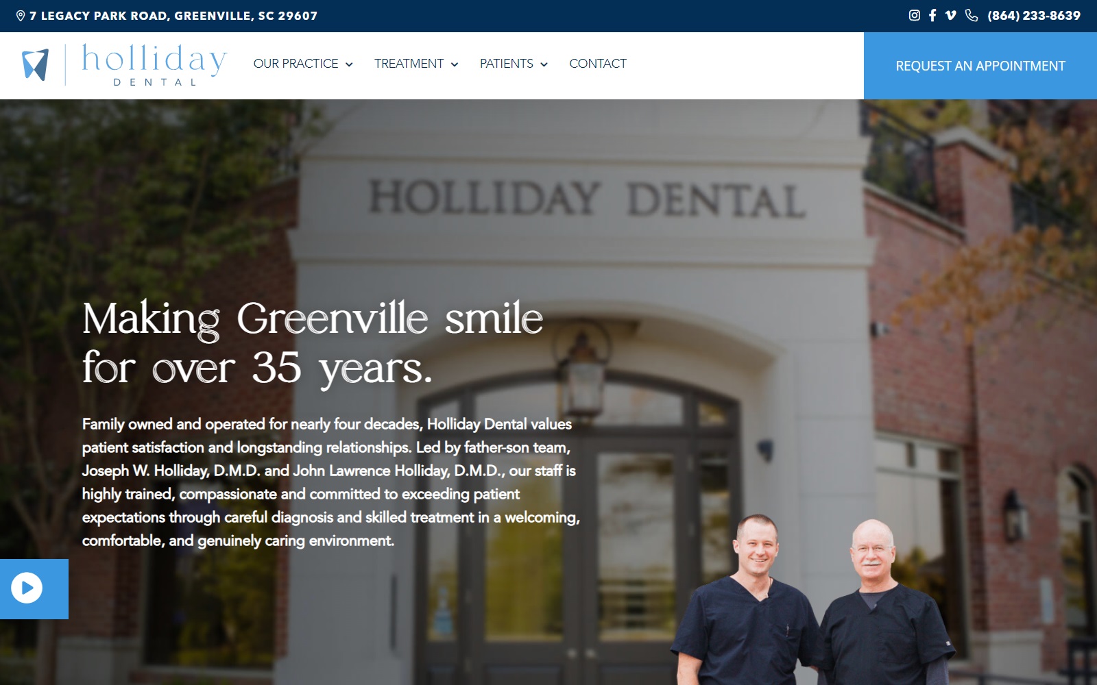 hollidaydentalgreenville.com screenshot