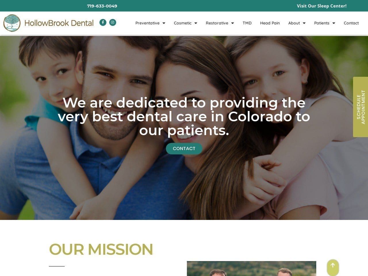 Hollow Brook Family Dentist Website Screenshot from hollowbrookfamilydentistry.com