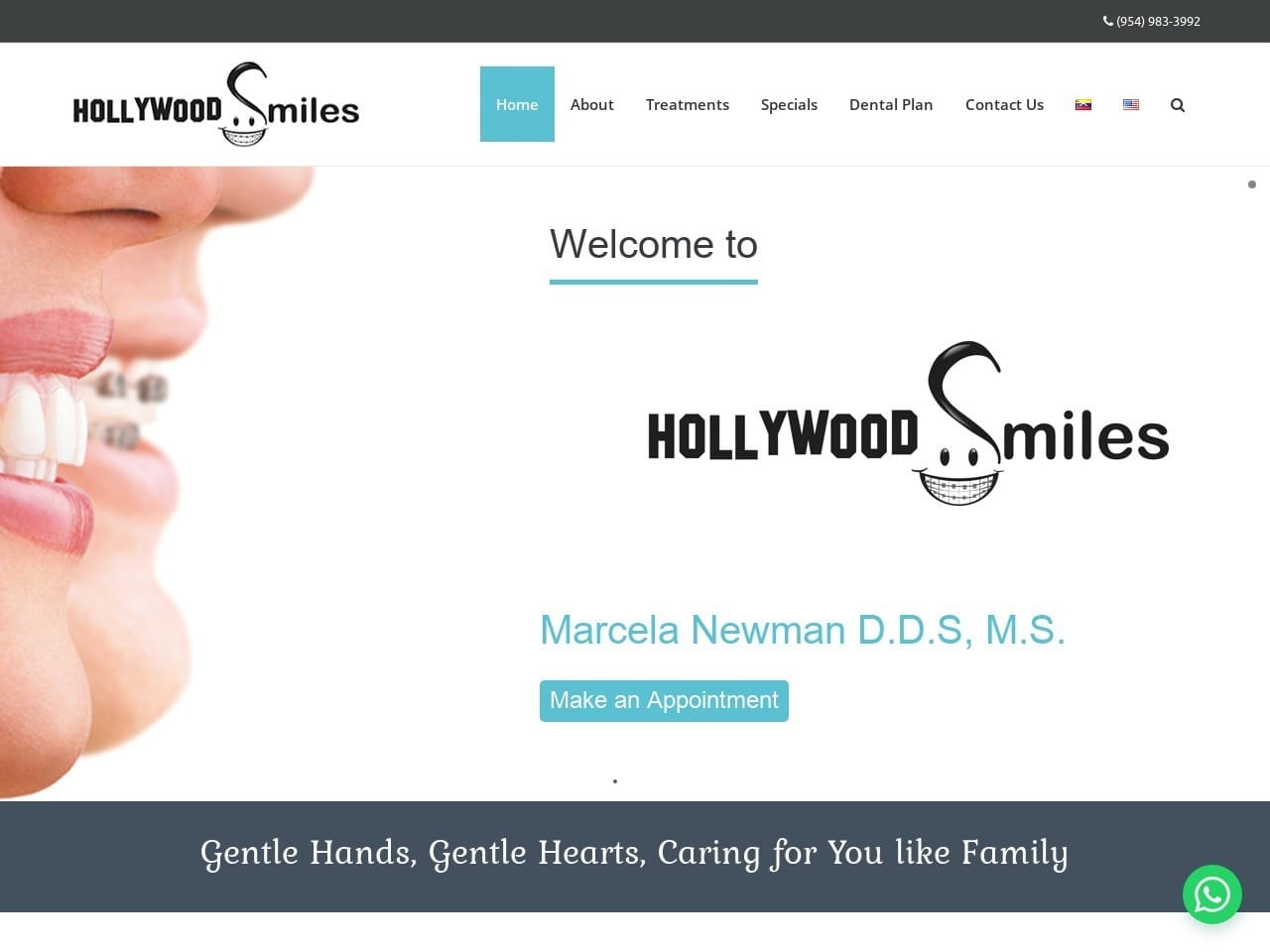 Hollywood Smiles Family Dentistry Website Screenshot from hollywoodsmilesfl.com