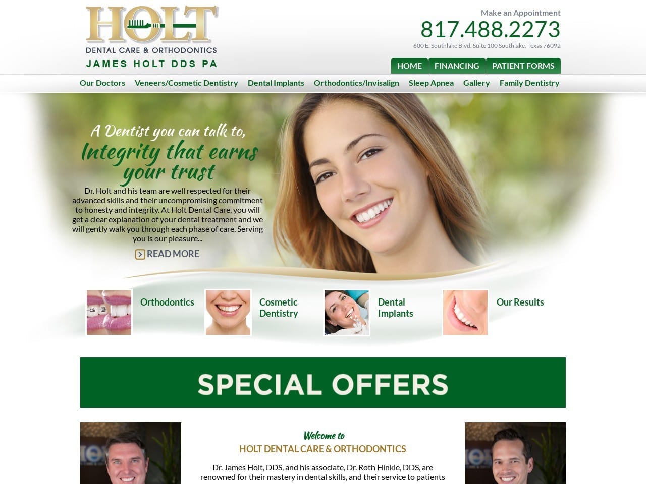 Holt Dental Care Website Screenshot from holtdentalcare.com