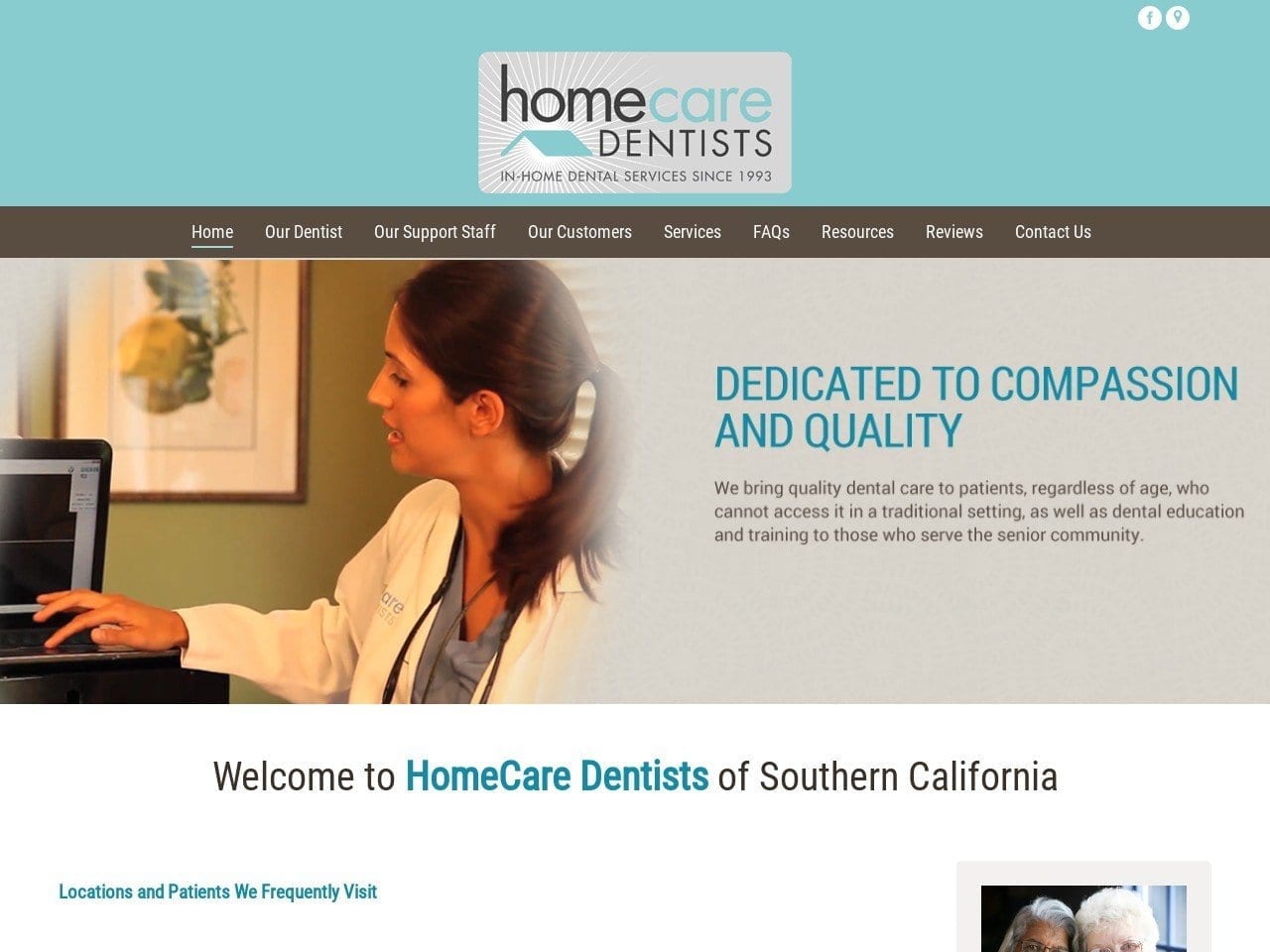 Homecare Dentist Website Screenshot from homecaredentists.com