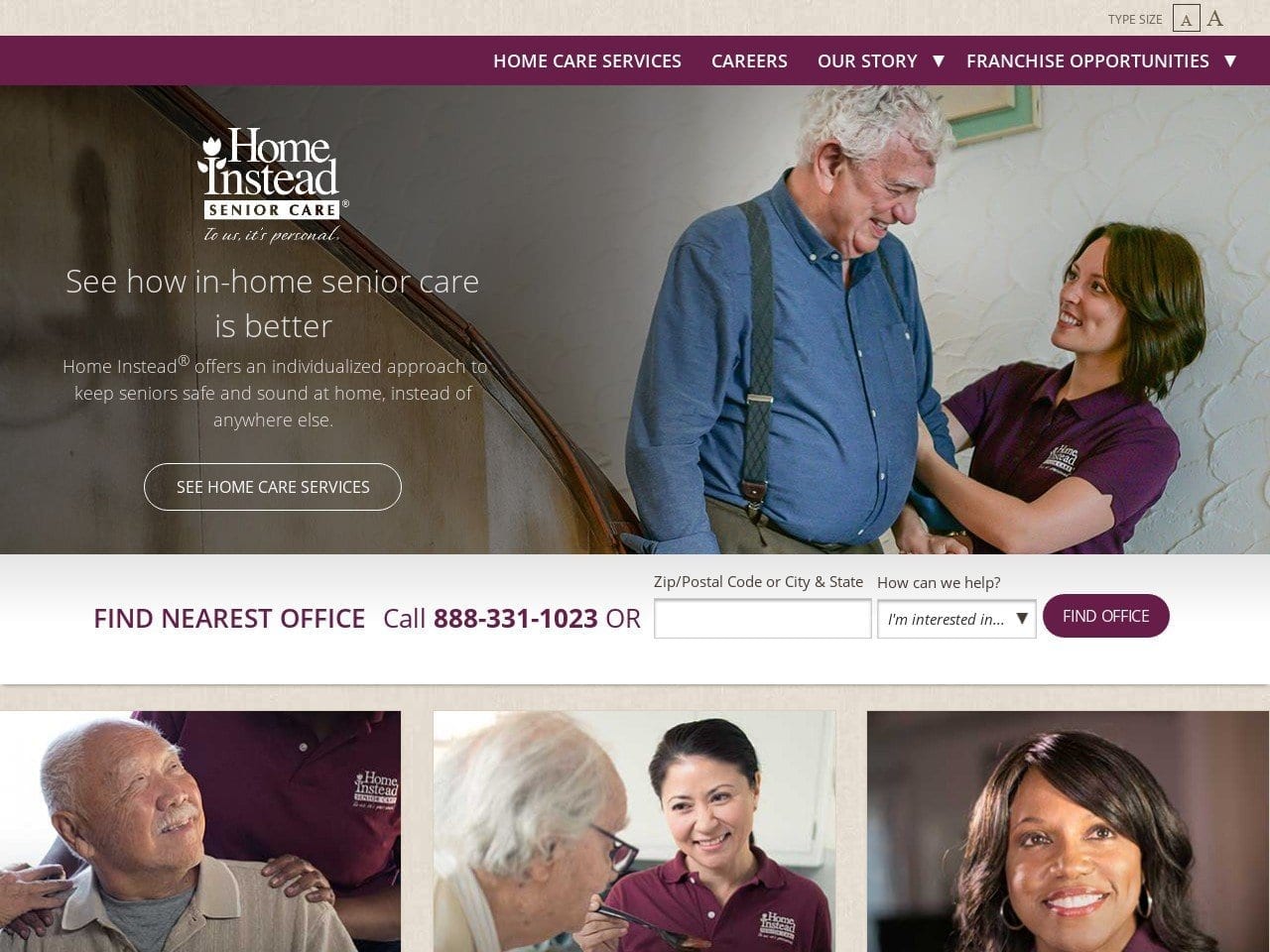 Home Instead Senior Care Website Screenshot from homeinstead.com