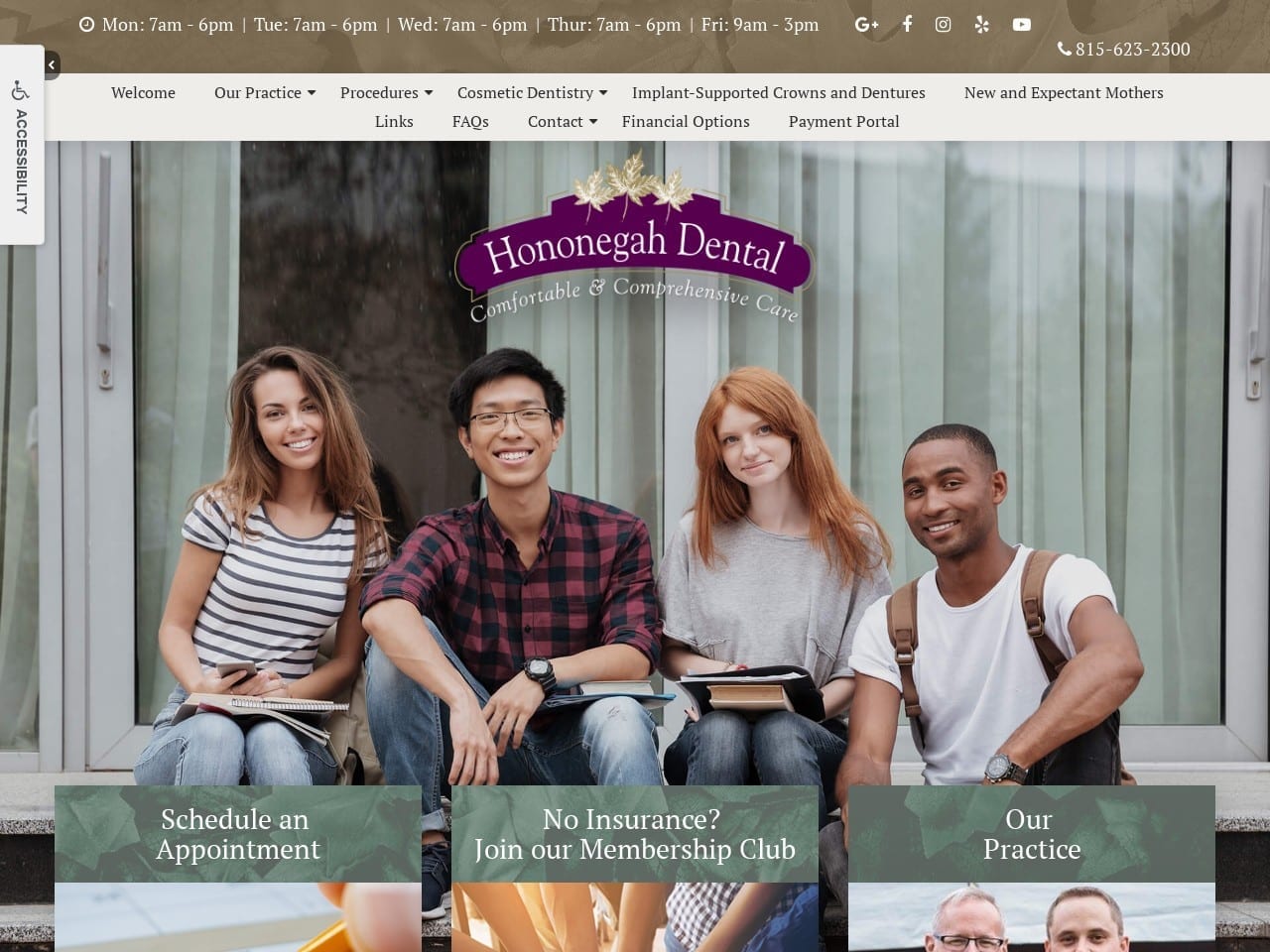 Hononegah Dental Website Screenshot from hononegahdental.com