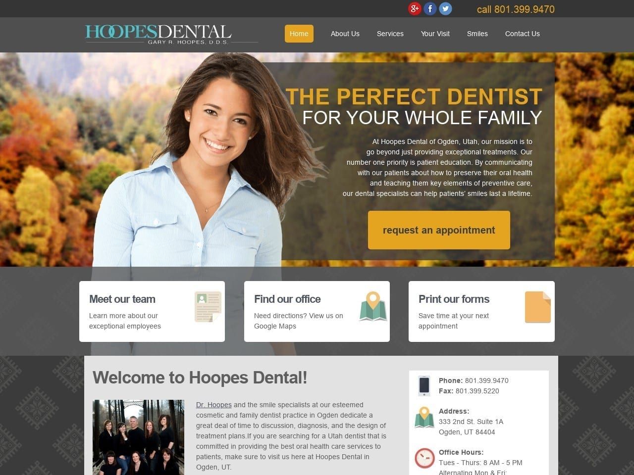 Hoopes Dental Website Screenshot from hoopesdental.com