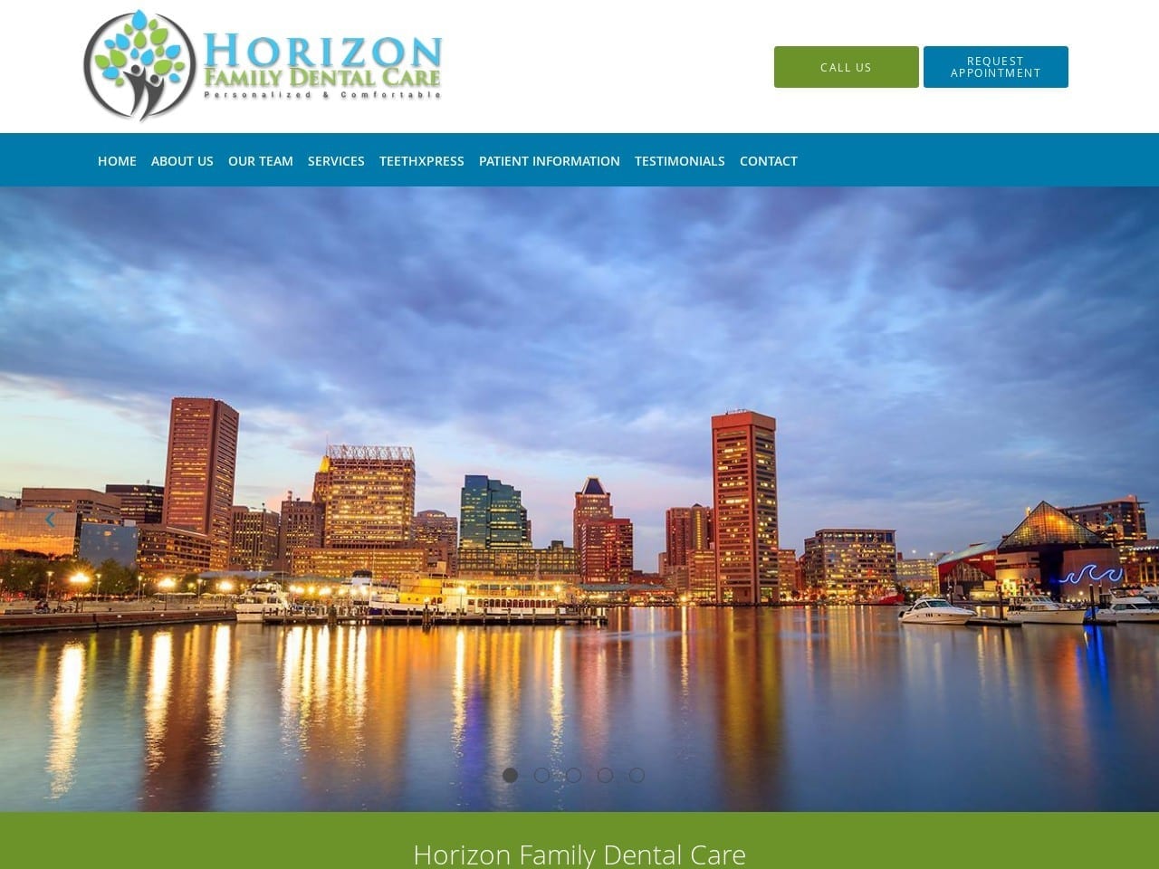 Horizon Family Dental Care | Baltimore Dentist Website Screenshot from horizonfamilydentist.com