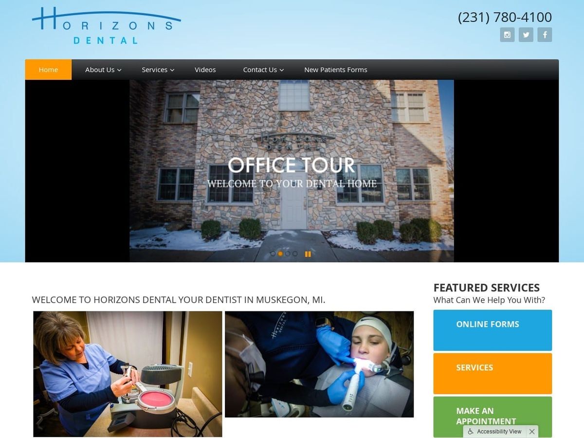 Horizons Dental Website Screenshot from horizonsdental.com