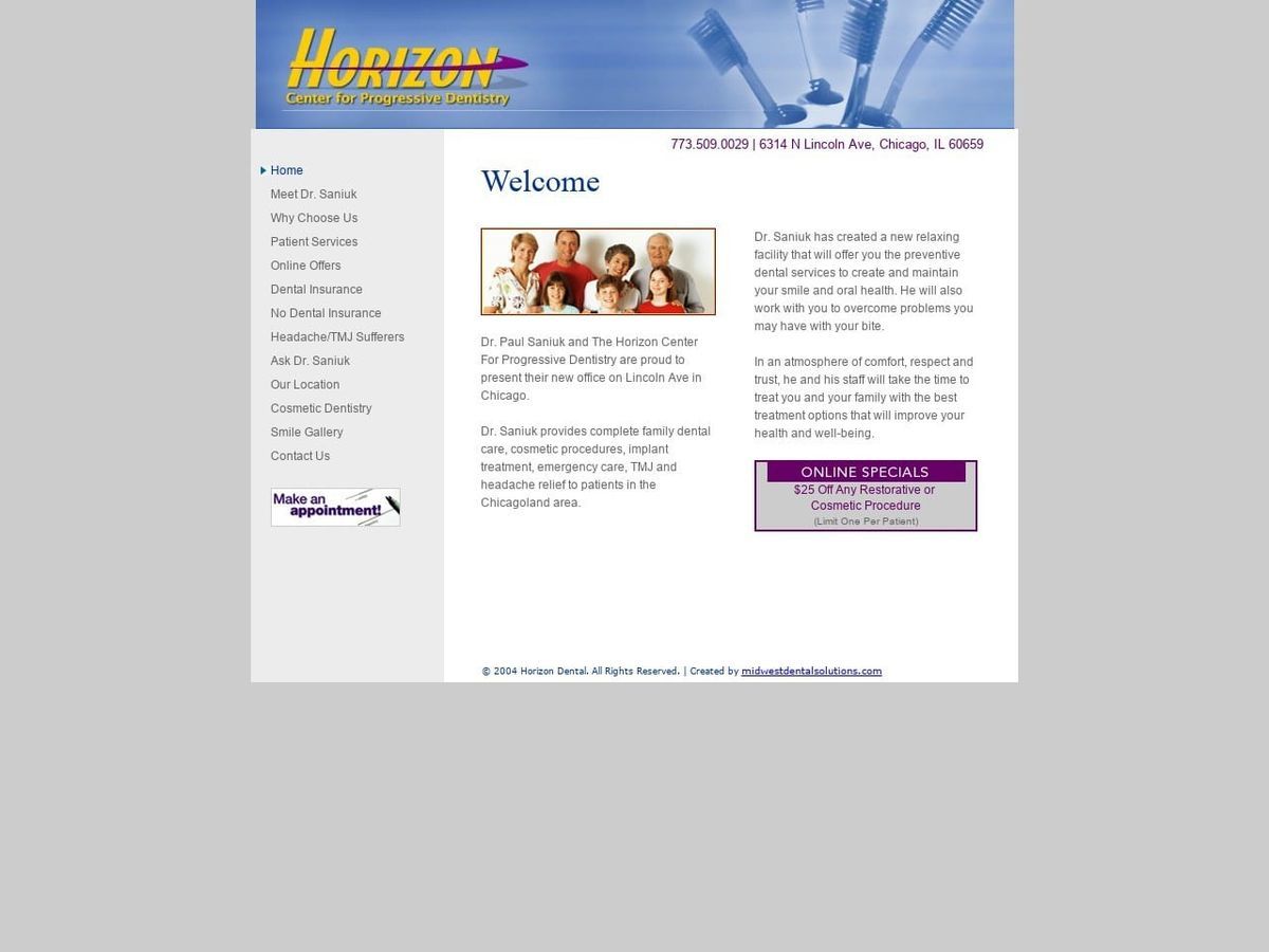 Horizon Center For Progressive Website Screenshot from horizonsmiles.com
