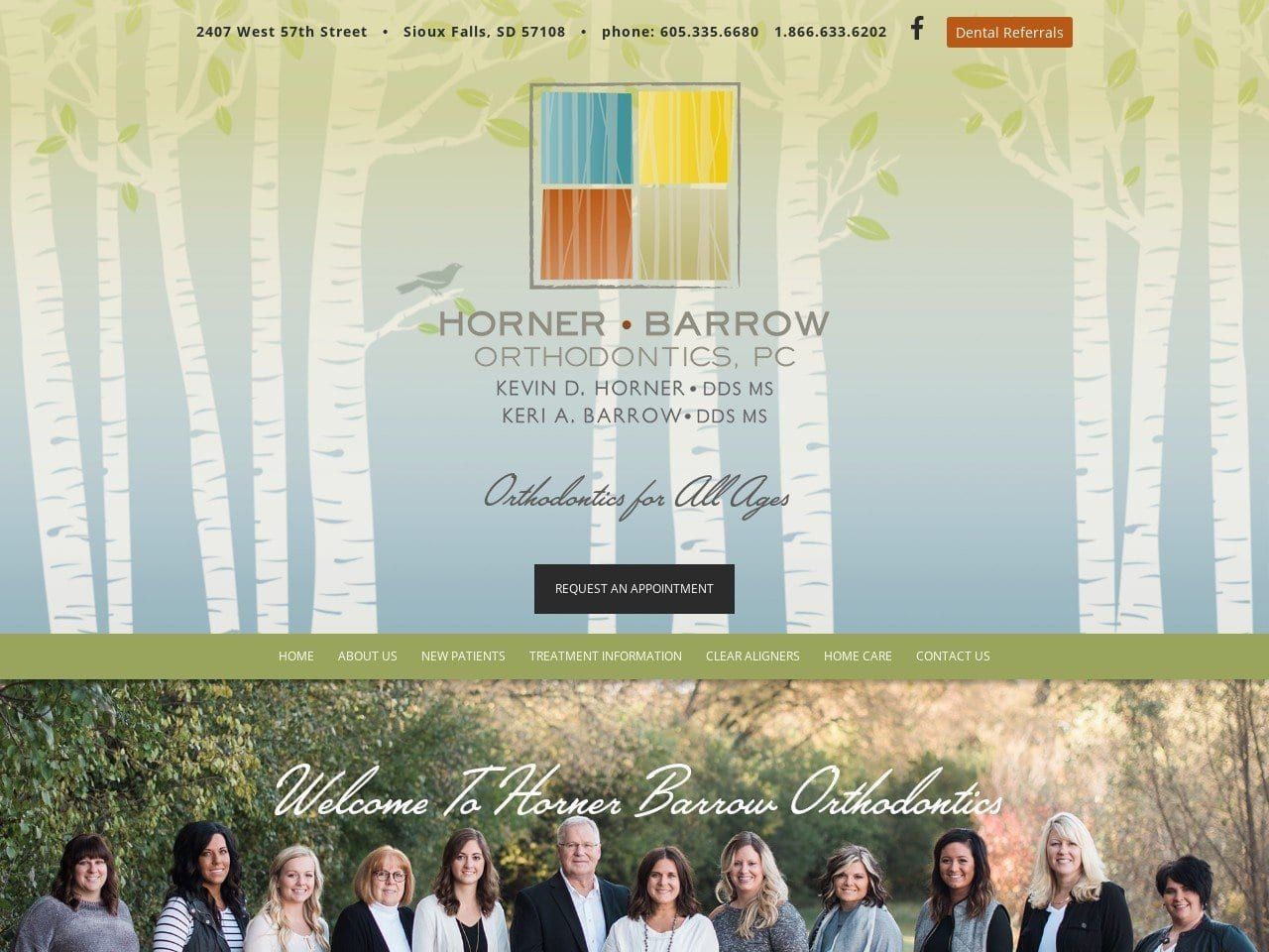 Horner Orthodontics Website Screenshot from hornerbarrowortho.com
