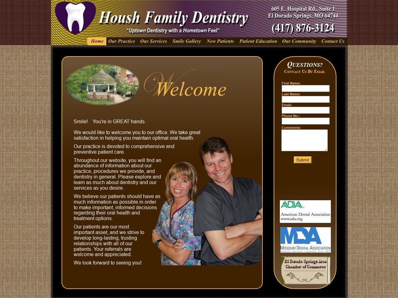 Housh Dentist Website Screenshot from houshdentistry.com