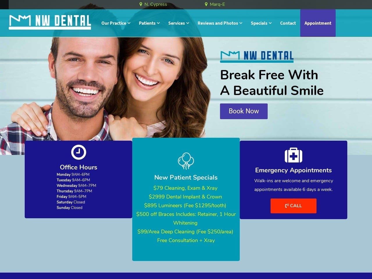 Northwest Dental Center Website Screenshot from houston-dental.com