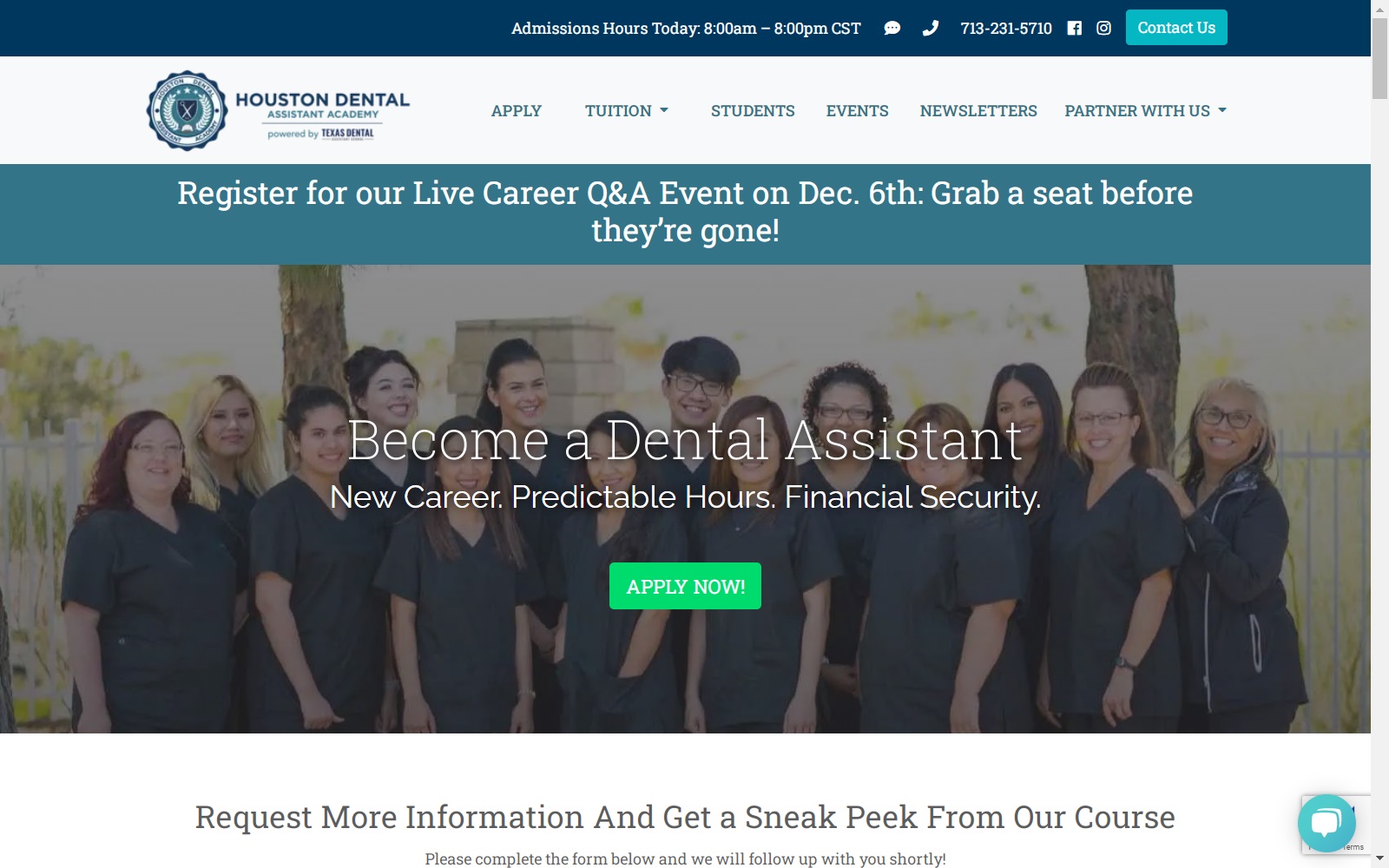 houstondentalassistant.com screenshot