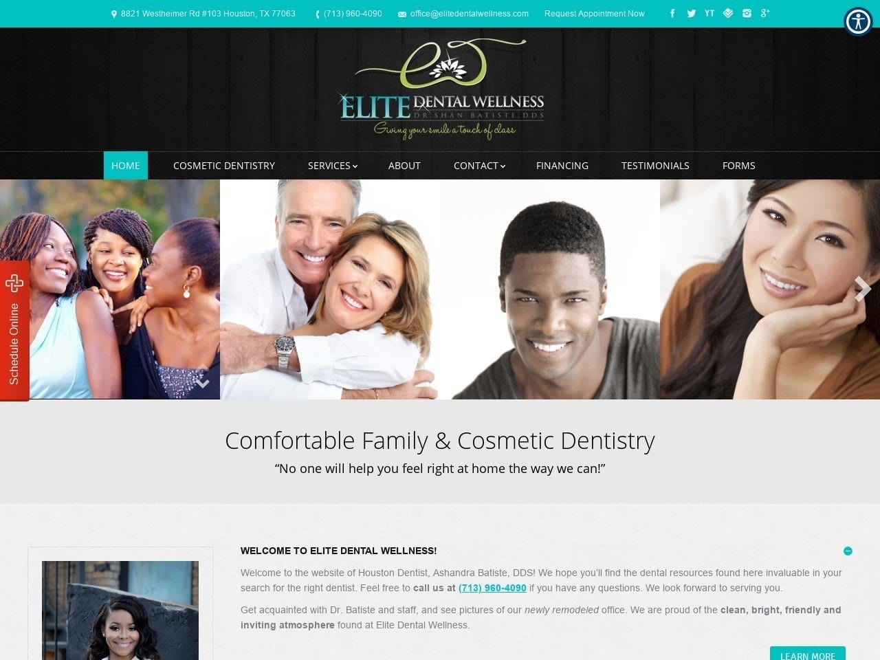 Elite Dental Wellness Houston Website Screenshot from houstondentalwellness.com