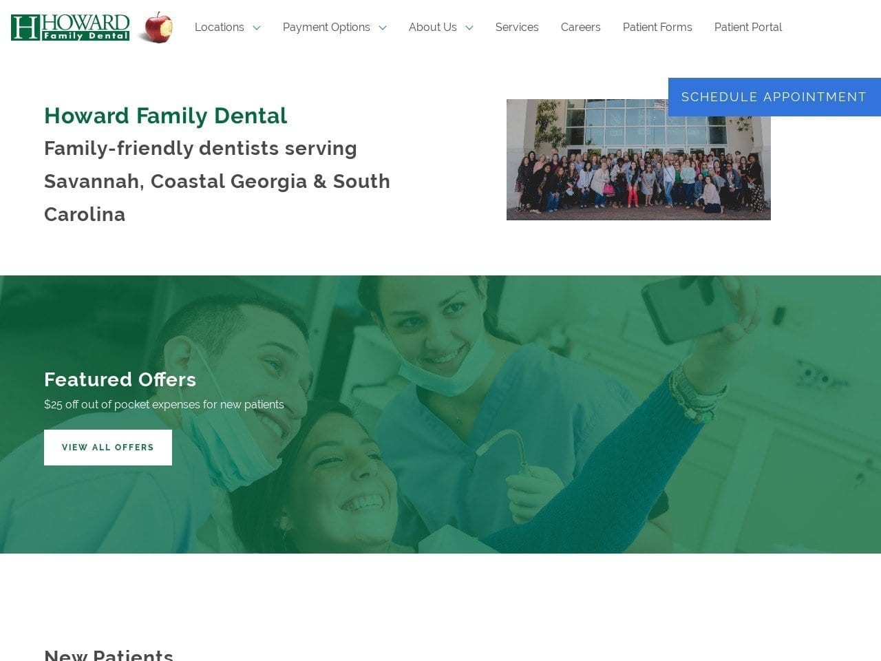 Howard Family Dental Website Screenshot from howardfamilydental.com