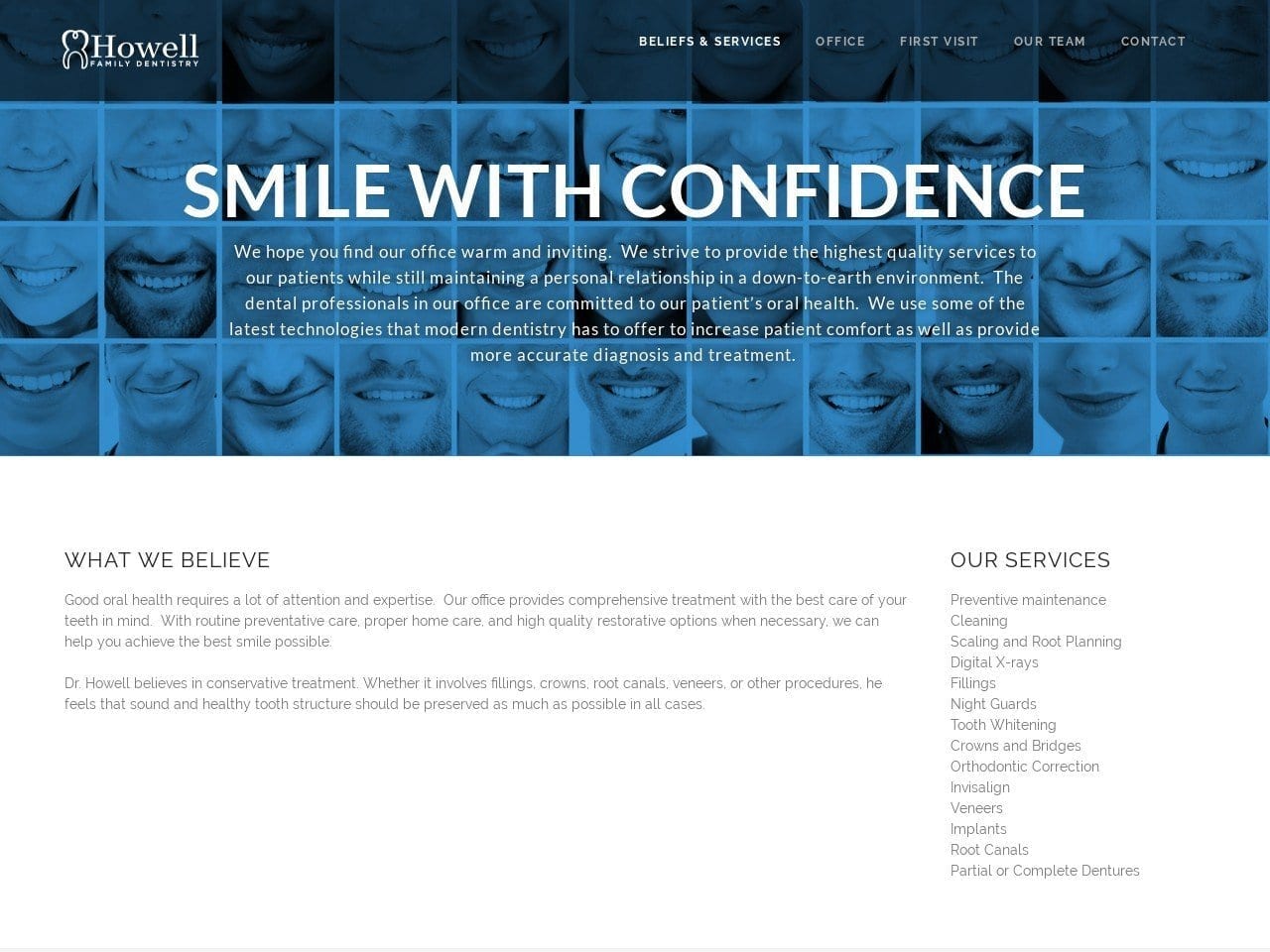 Howell Family Dentist Website Screenshot from howellfamilydentistry.com