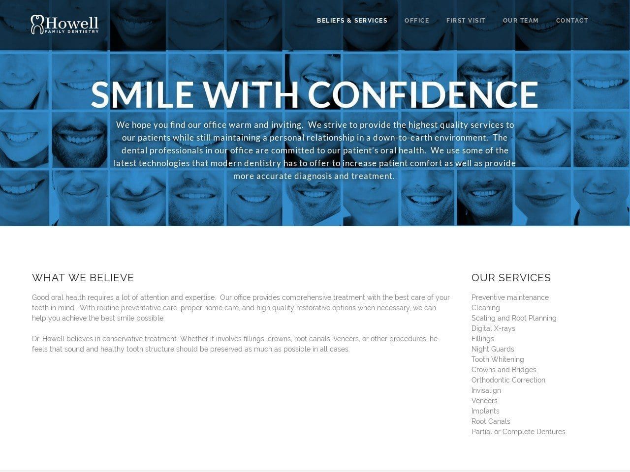 Howell Family Dentist Website Screenshot from howellfamilydentistry.com