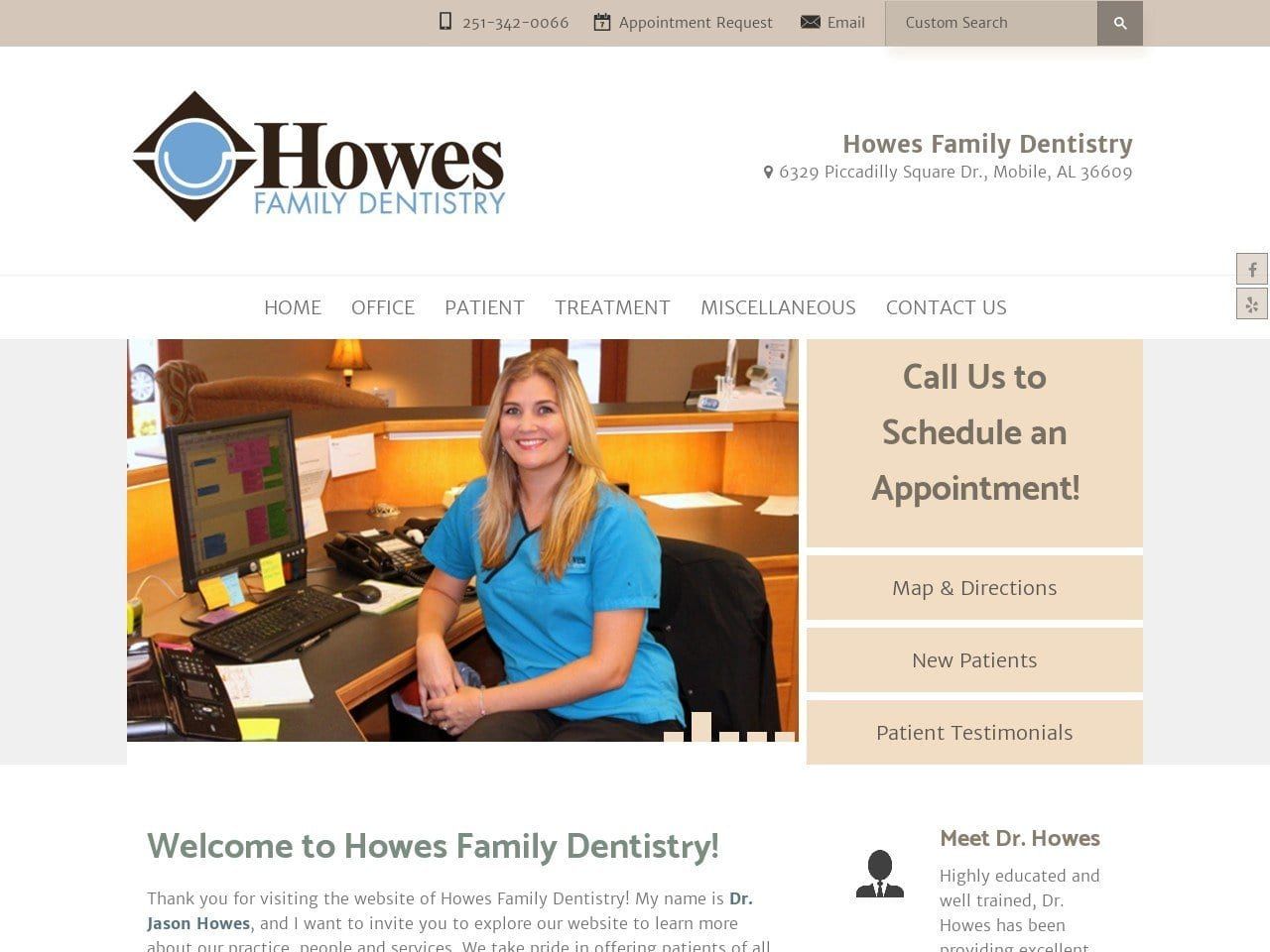 Howes Family Dentistry Website Screenshot from howesfamilydentistry.com