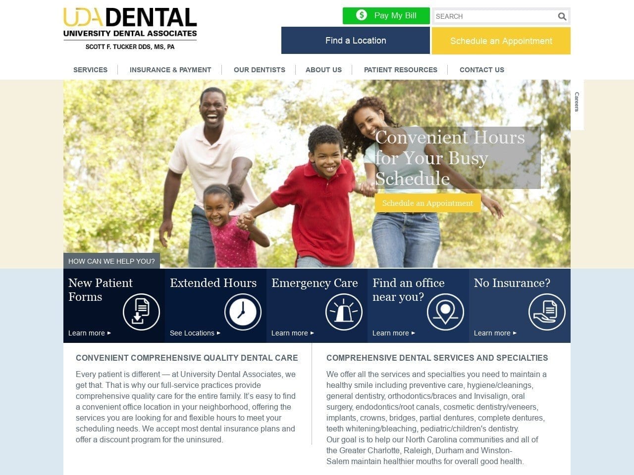 HP Family Dental Website Screenshot from hpfamilydental.com