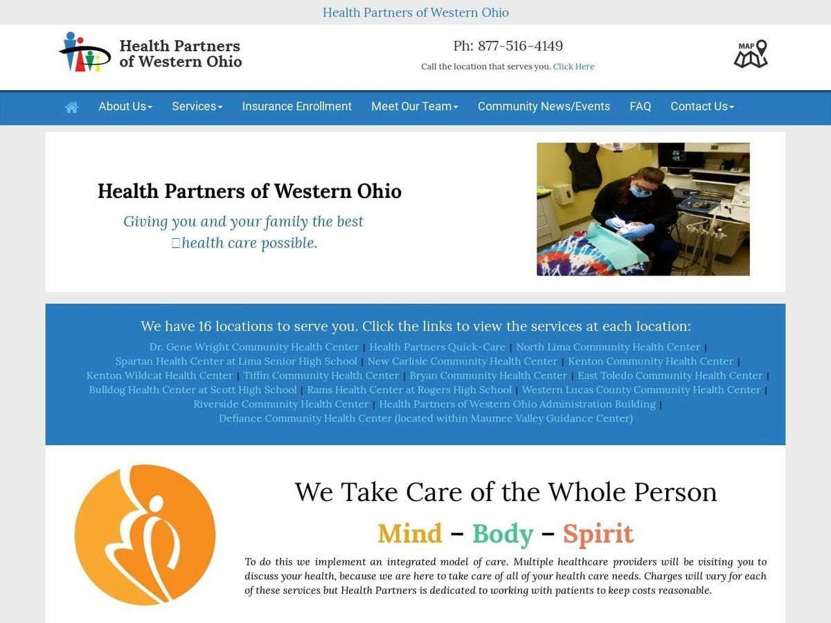 New Carlisle Community Health Center Website Screenshot from hpwohio.org