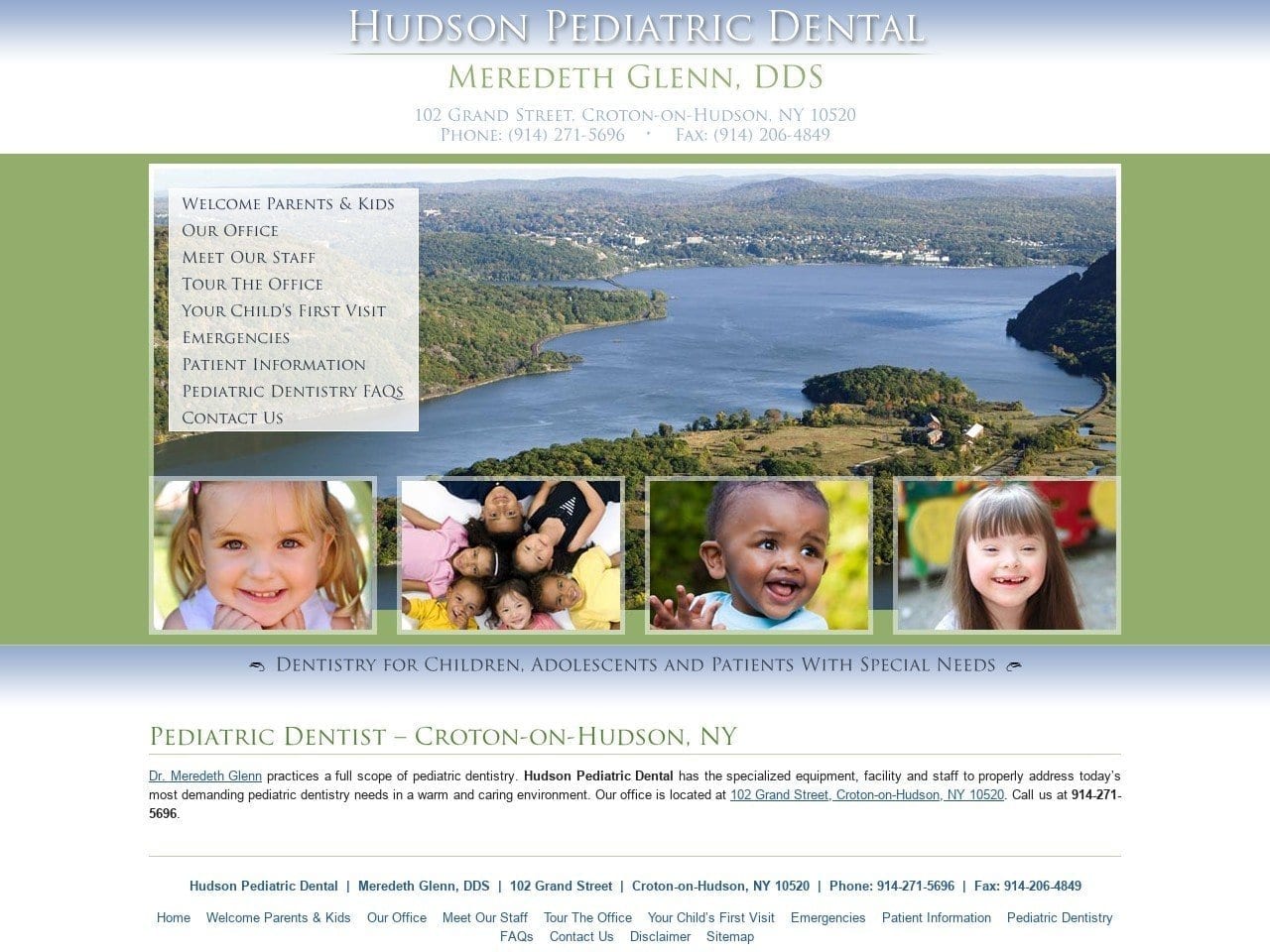 Hudson Pediatric Dental PC Website Screenshot from hudsonpediatricdental.com