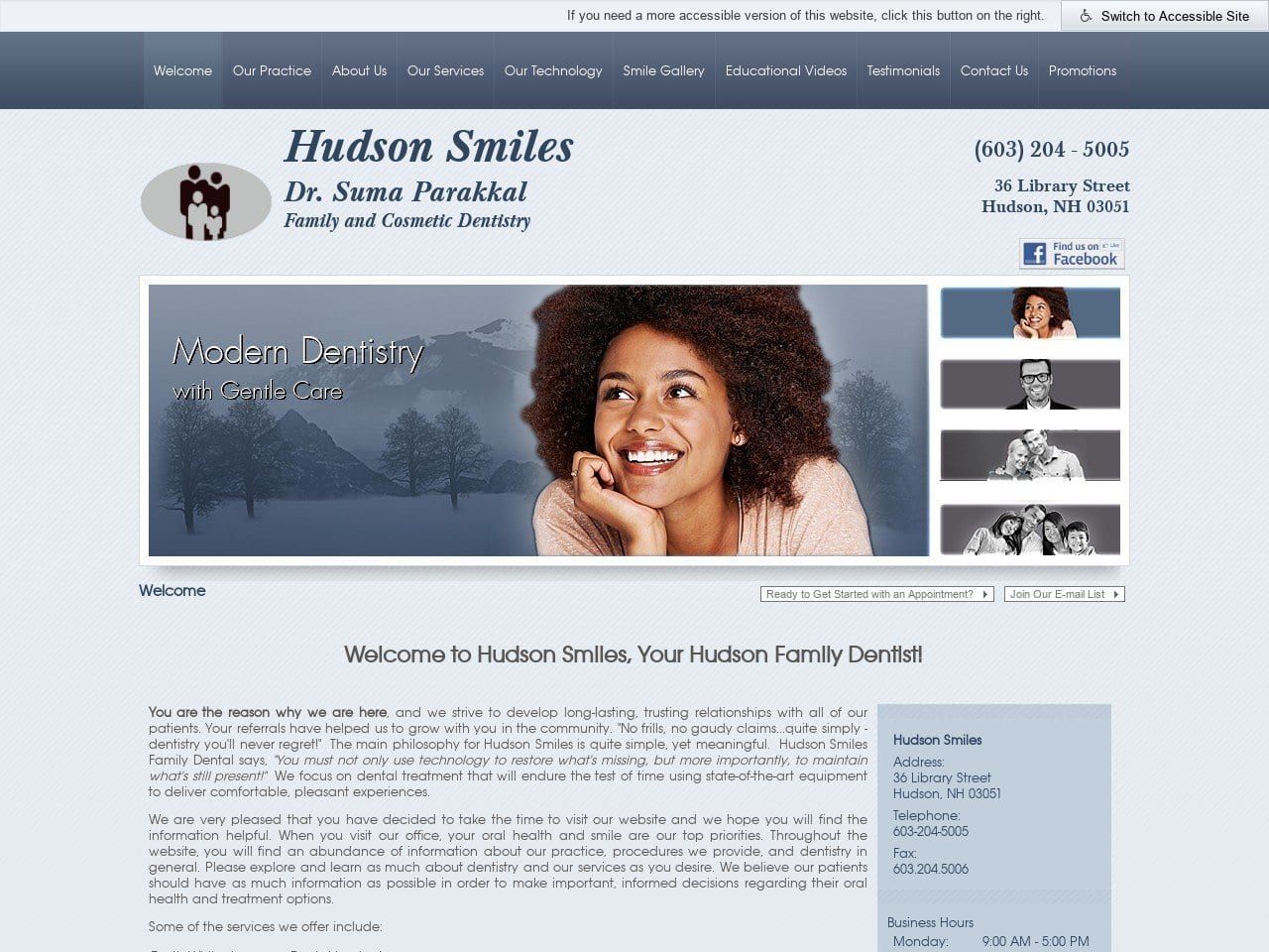 Hudson Smiles Website Screenshot from hudsonsmiles.com