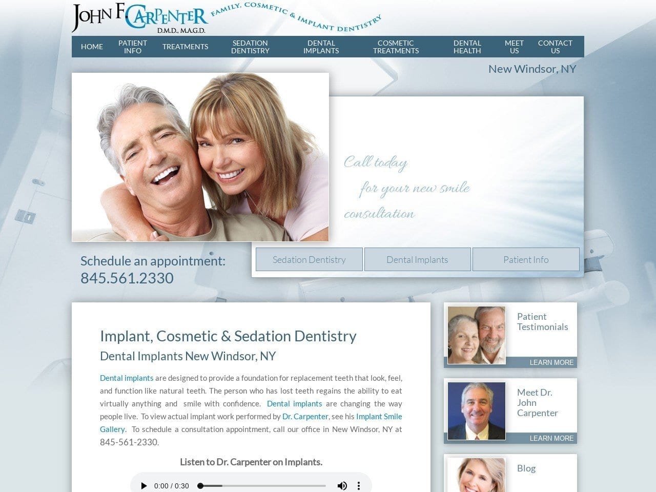 John F. Carpenter D.M.D. M.A.G Website Screenshot from hudsonvalleydentalimplants.com