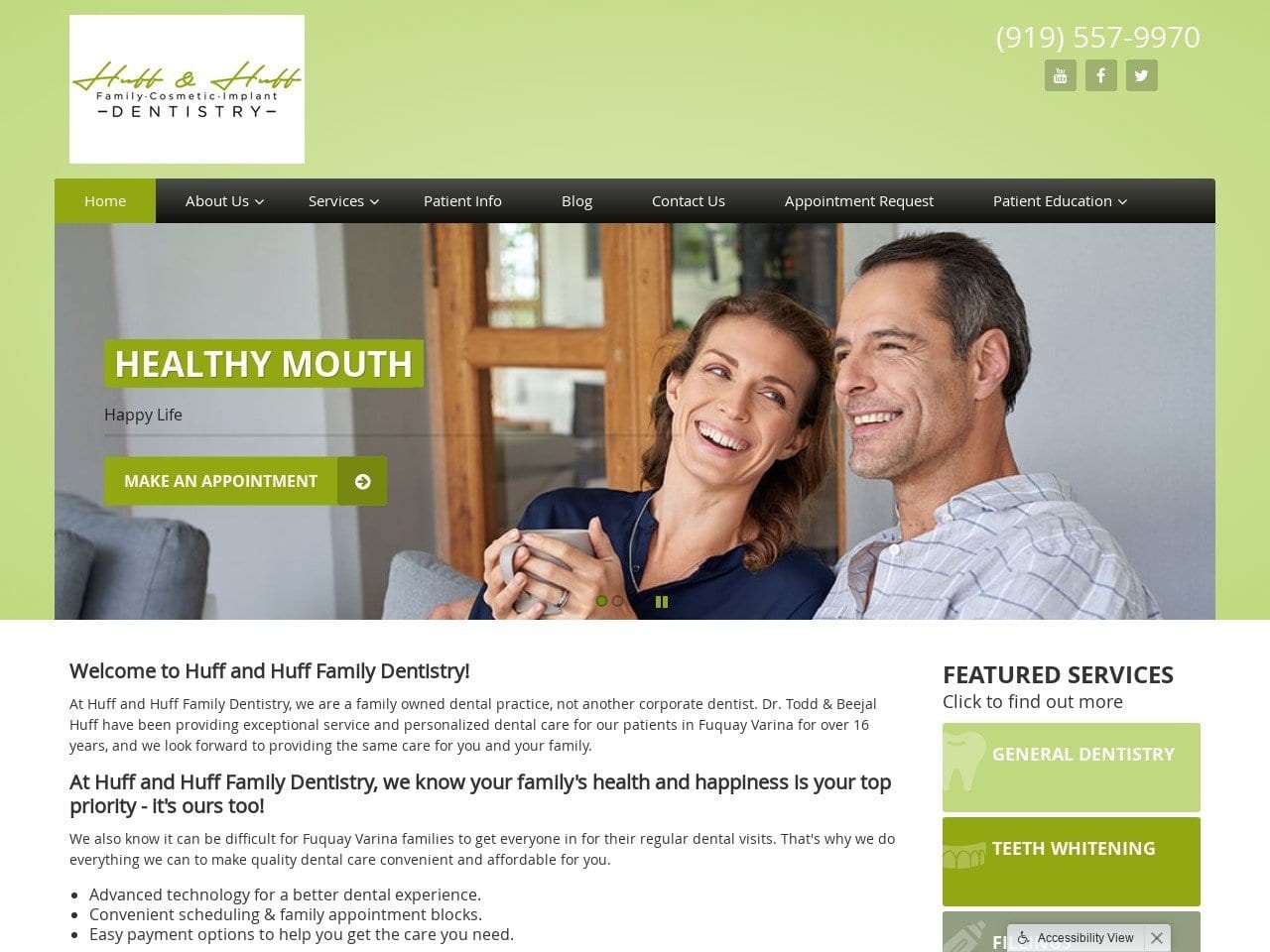 Huff Dentist Website Screenshot from huffandhuffdentistry.com