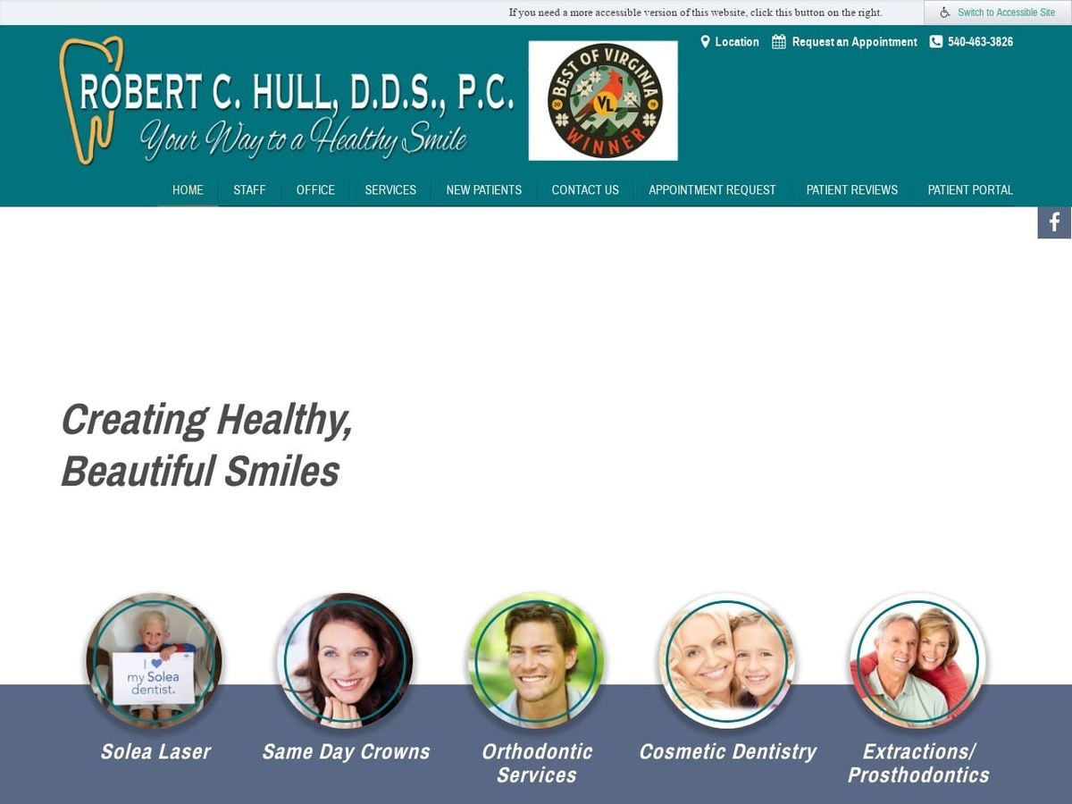 Robert C. Hull D.D.S. P.C. Website Screenshot from hulldentistry.com