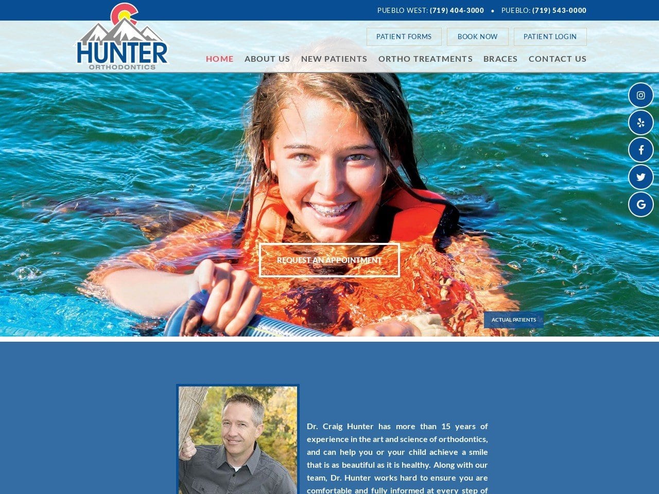 Hunter Orthodontics Website Screenshot from hunterorthodontics.com