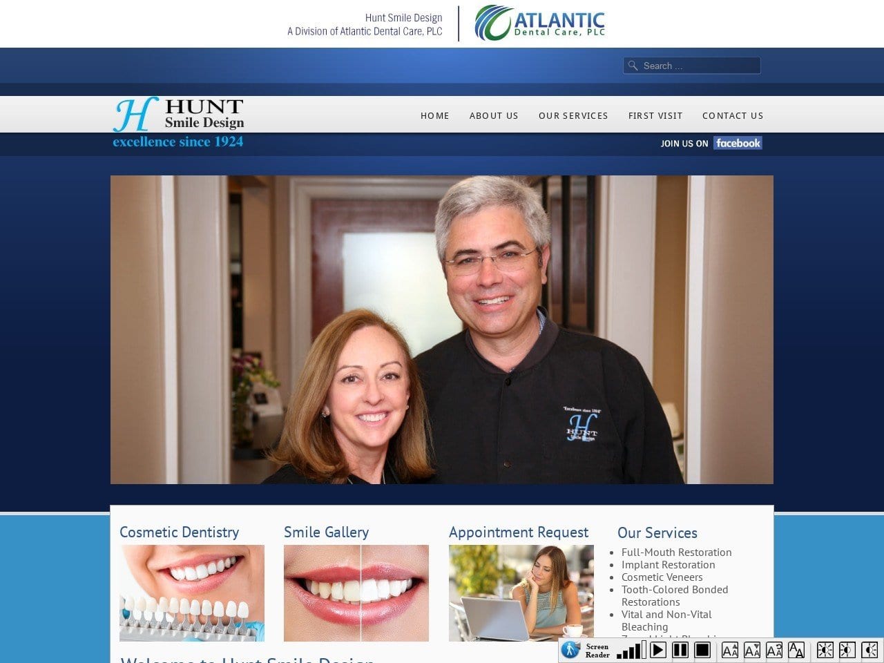 Hunts Dentist Website Screenshot from huntsmiledesign.com