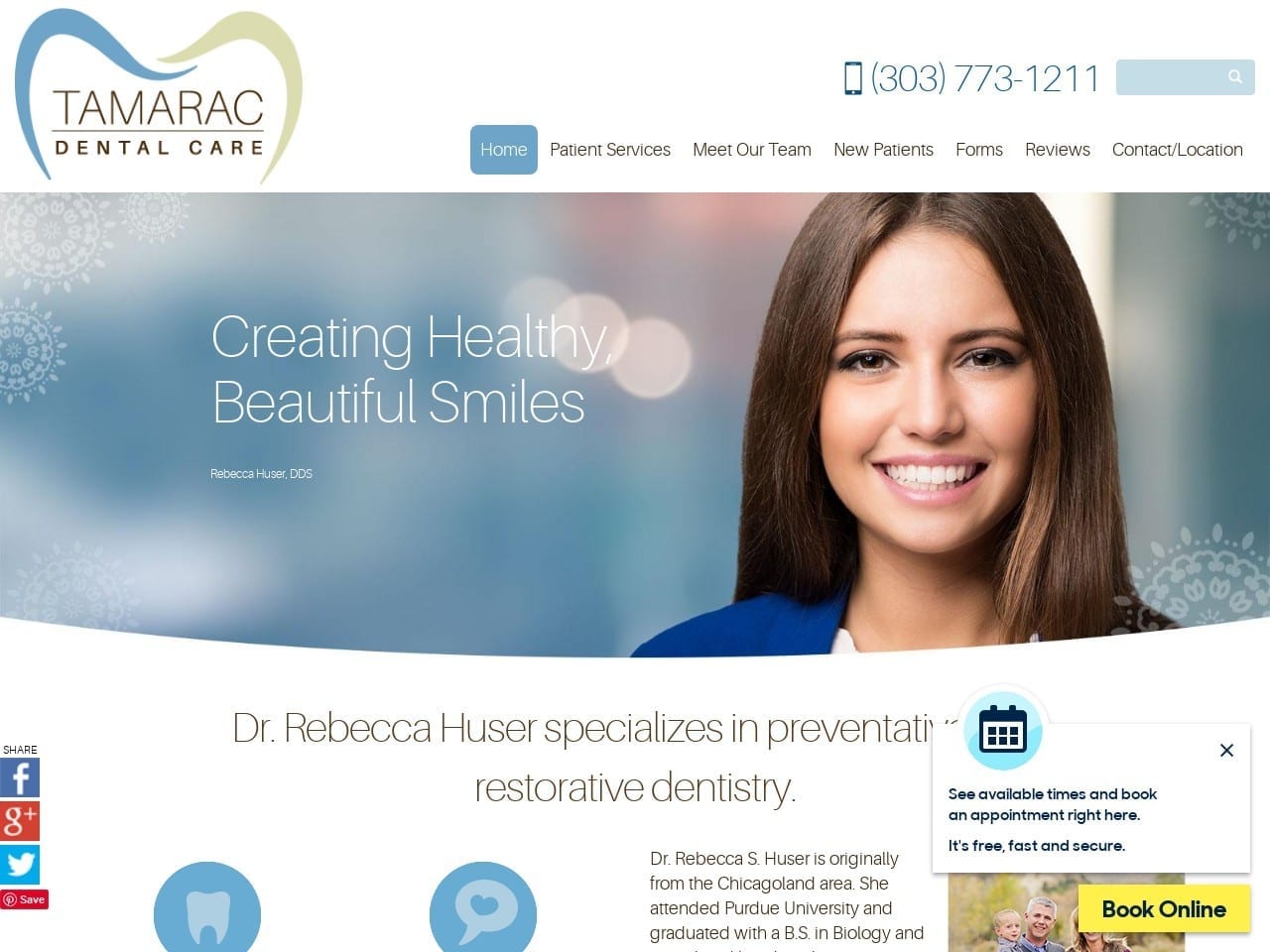 Rebecca Huser DDS Website Screenshot from huserdentistry.com