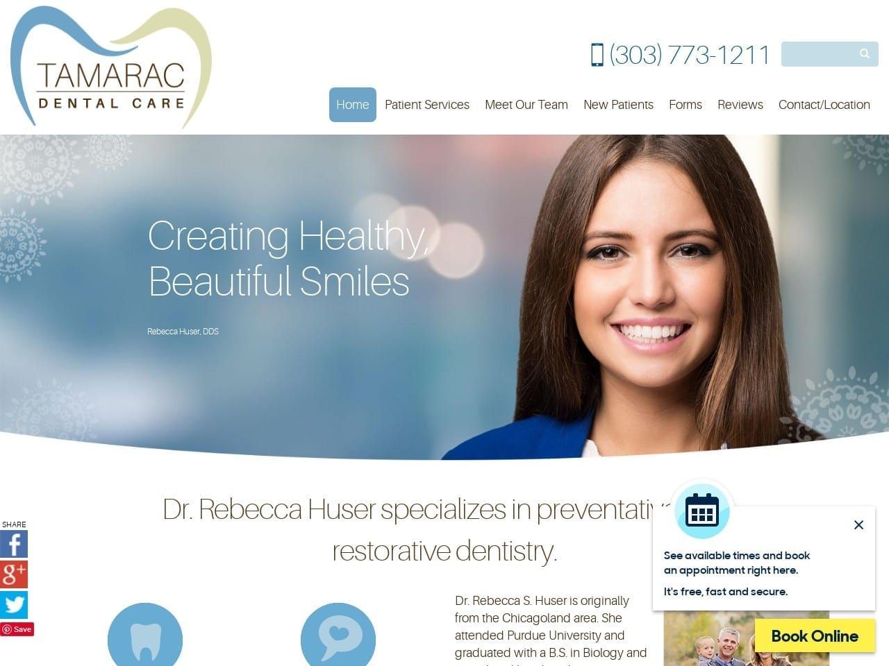 Rebecca Huser DDS Website Screenshot from huserdentistry.com