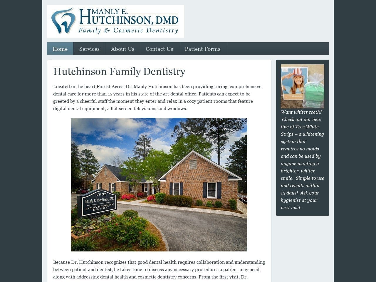 Hutchinson Family Dentist Website Screenshot from hutchinsonfamilydentistry.com