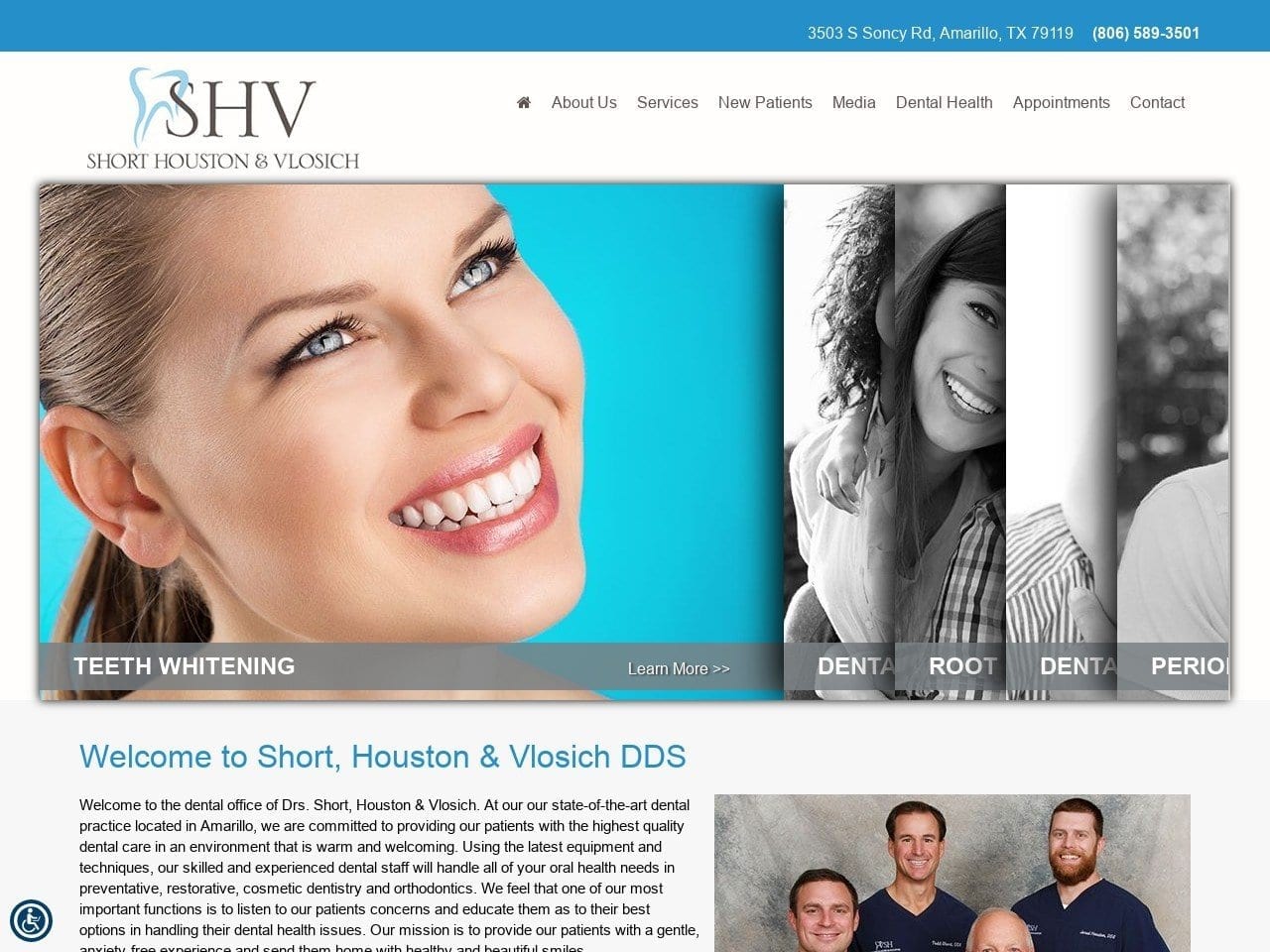 Houston Vlosich Dentist Website Screenshot from hvsdental.com