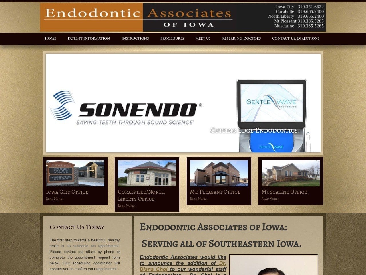 Endodontic Associates Of Iowa Website Screenshot from icendo.com