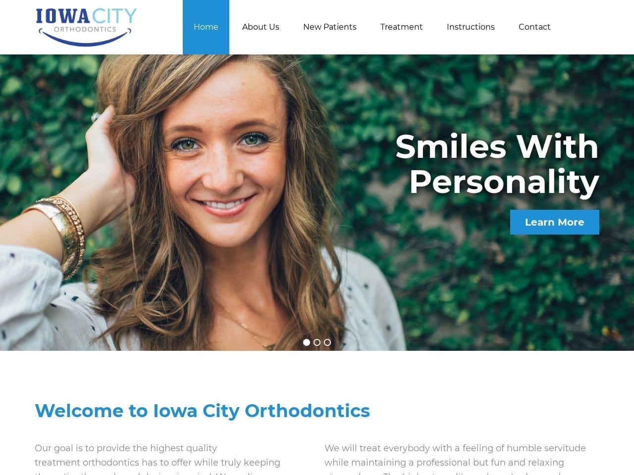 Iowa City Orthodontics Website Screenshot from icortho.com