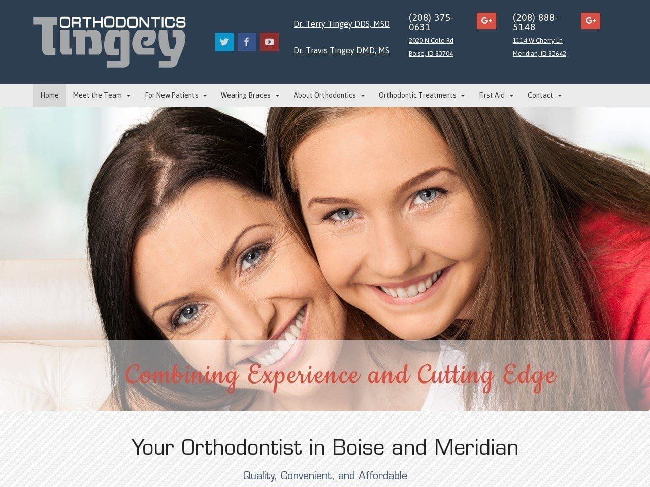 Tingey Orthodontics Website Screenshot from idahoortho.com