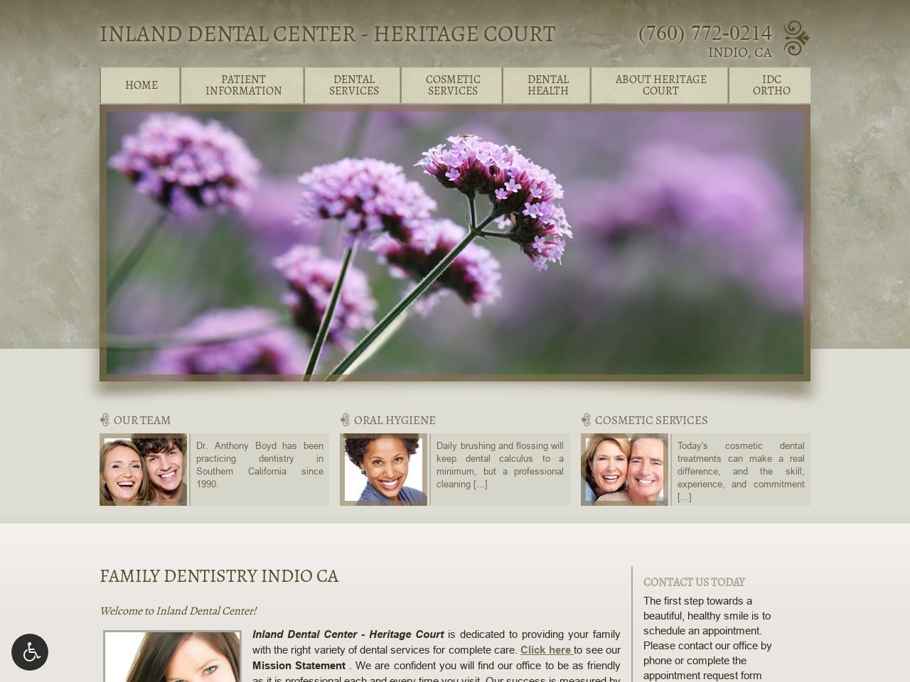 Inland Dental Specialties Glick Melvin DDS Website Screenshot from idcheritagecourt.com