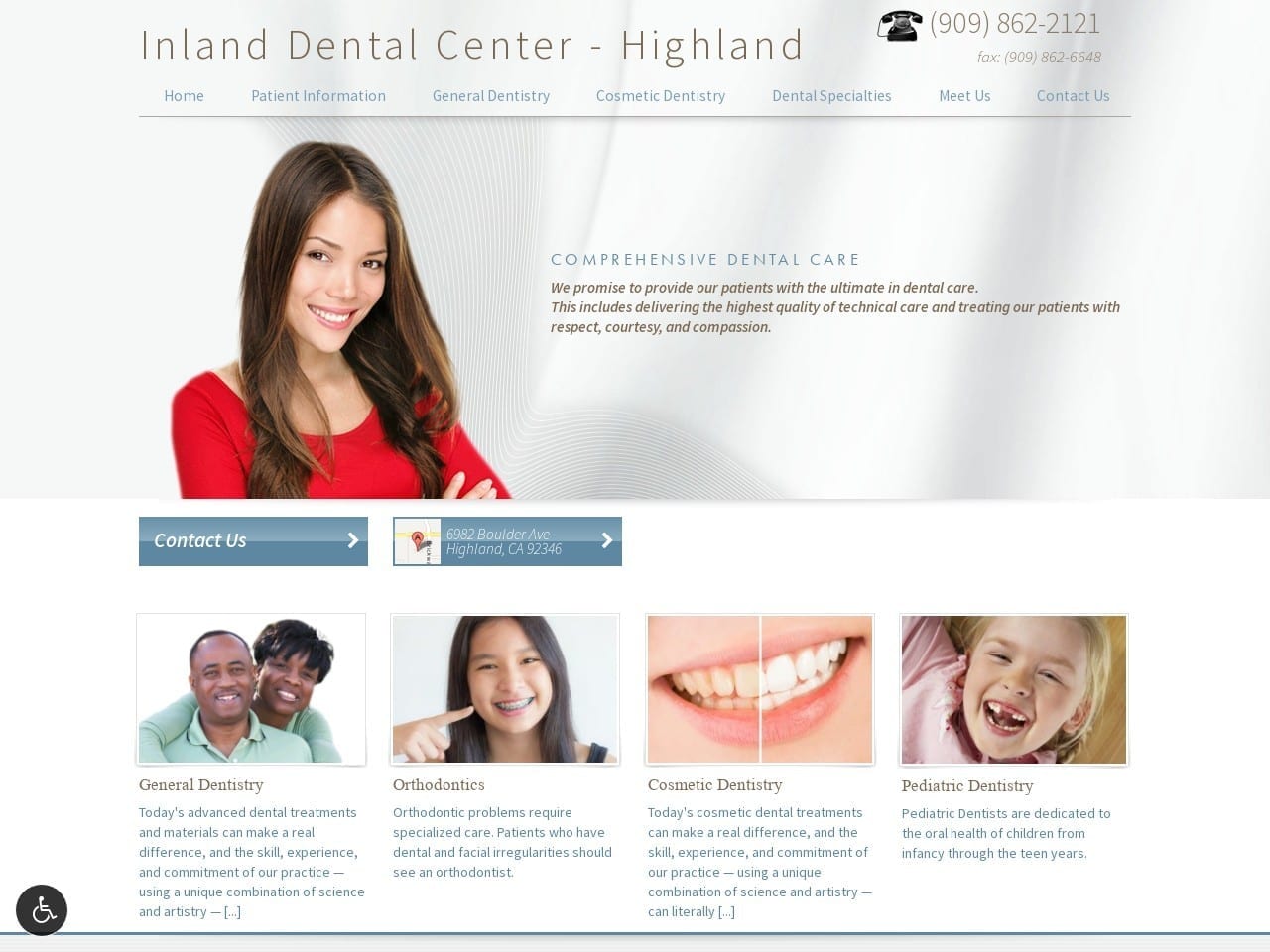 Inland Dental Center Website Screenshot from idchighland.com