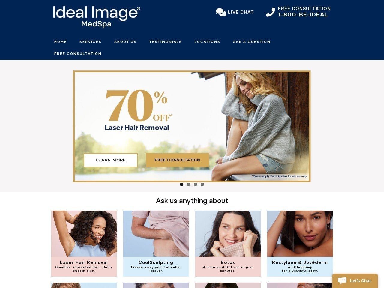 Ideal Image Laser Hair Removal Northgate Website Screenshot from idealimage.com