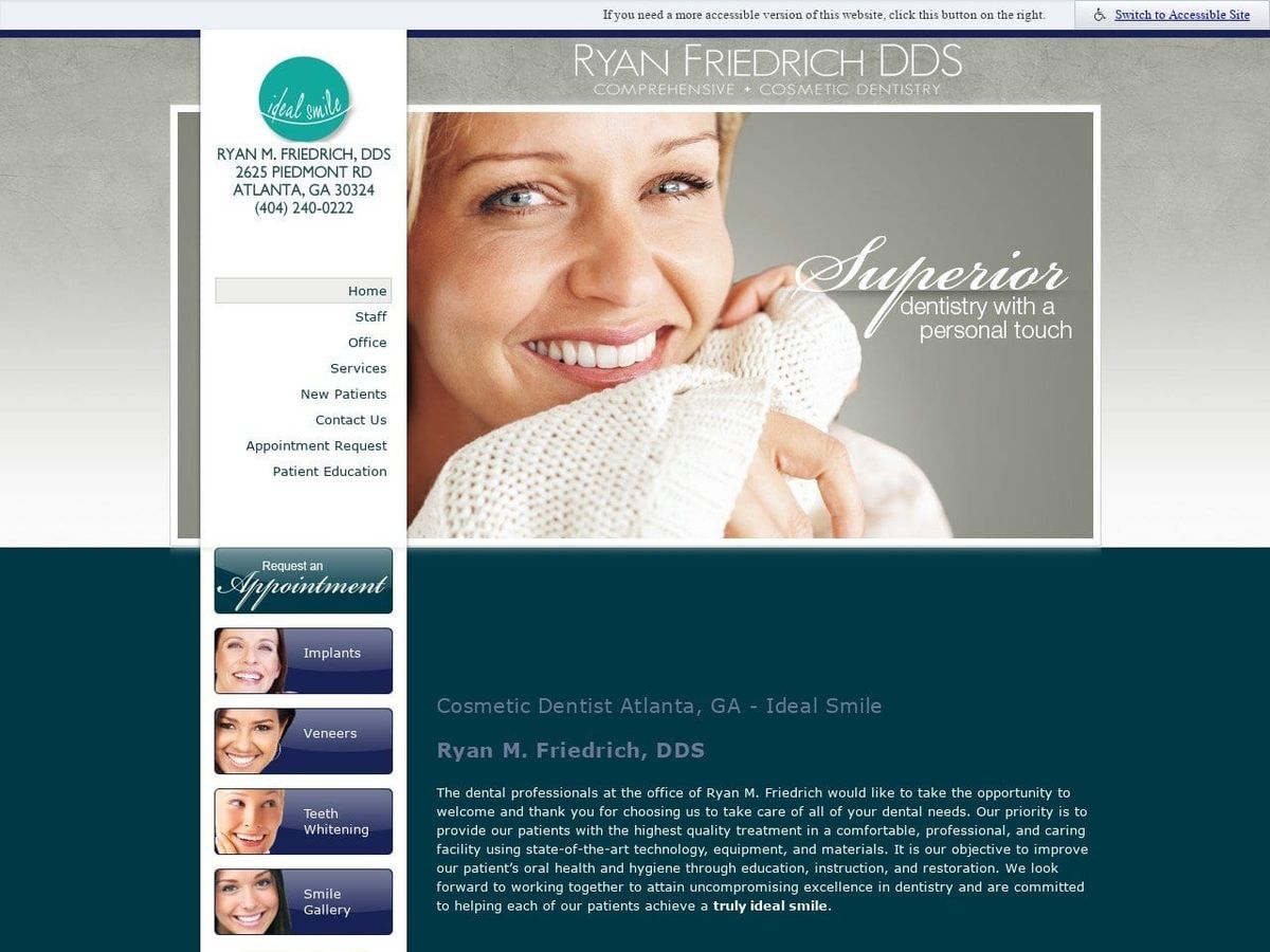 Dr. Ryan M. Friedrich DDS Website Screenshot from idealsmileatlanta.com