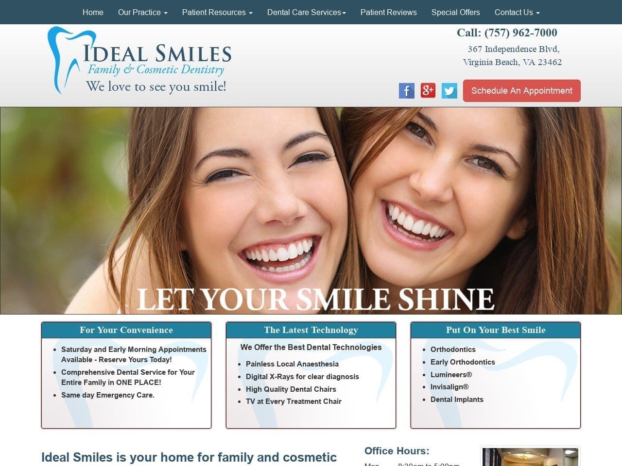 Ideal Smiles Family Dentist Website Screenshot from idealsmilesdentistry.com