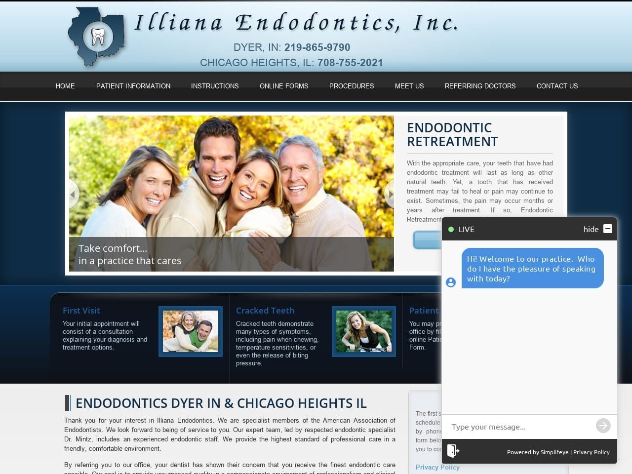 Illiana Endodontics Inc Website Screenshot from illianaendo.com