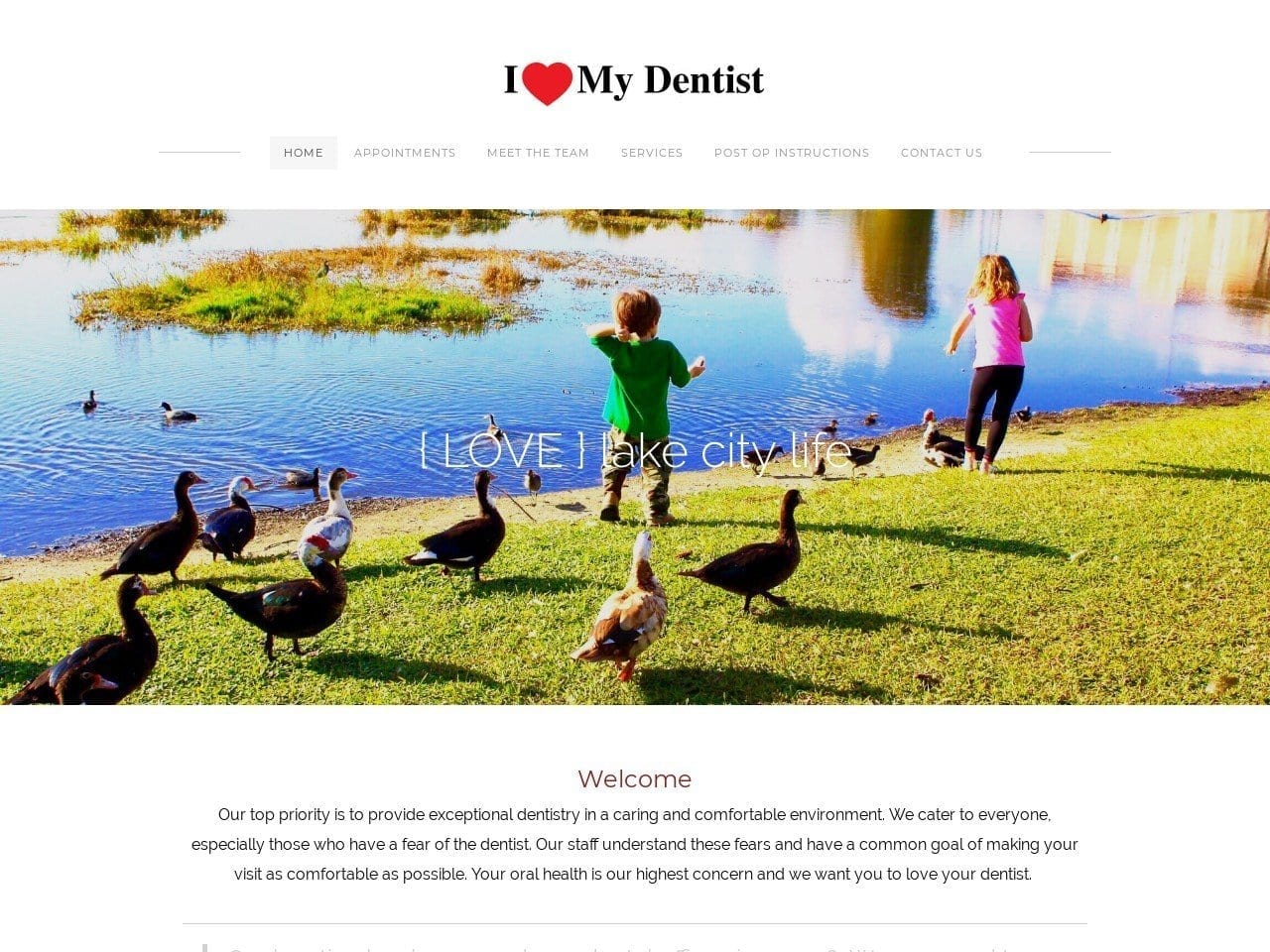 I Love My Dentist Website Screenshot from ilovemydentistlakecity.com