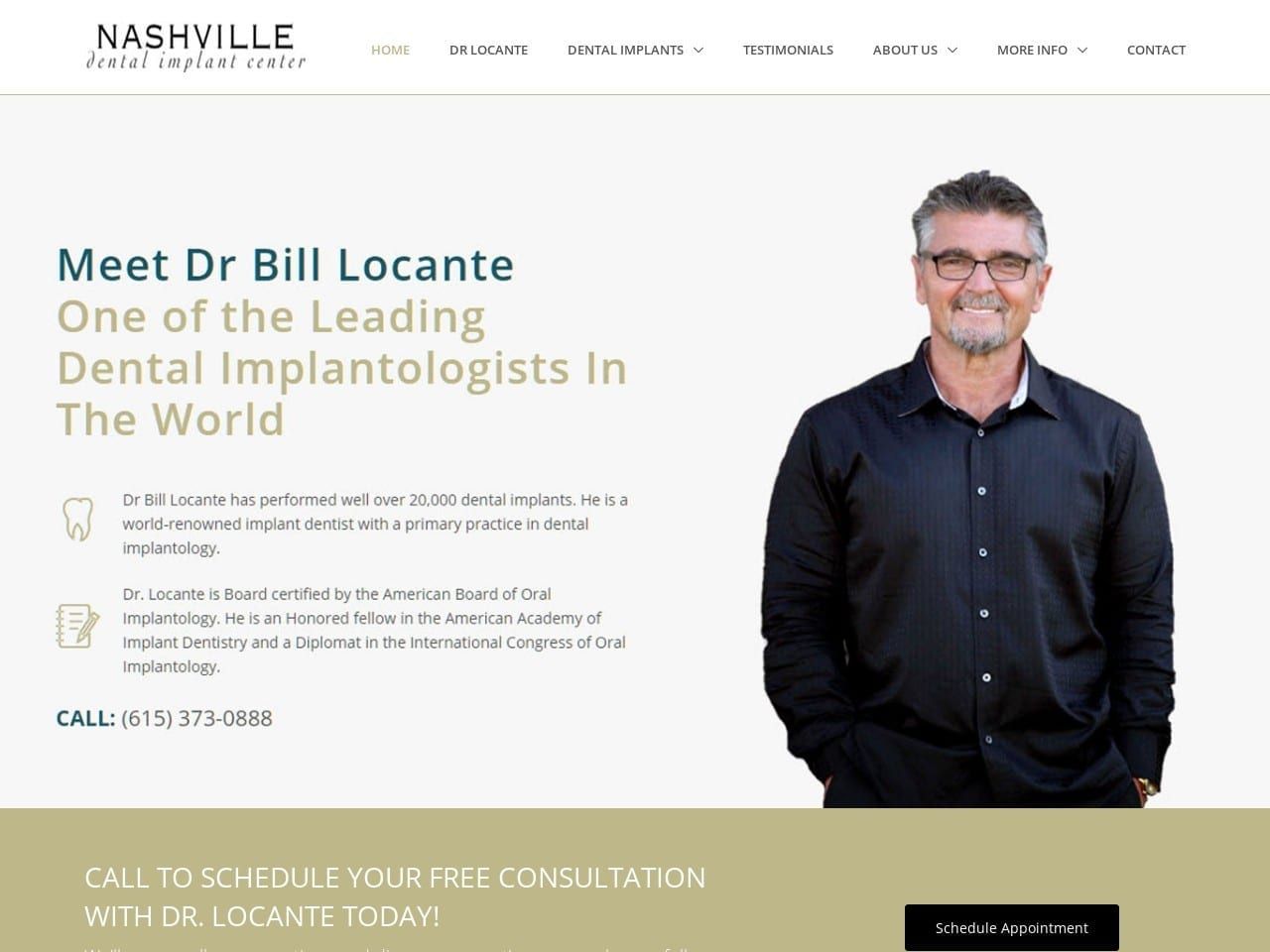 Nashville Dental Implant Center Website Screenshot from implantdentistnashville.com