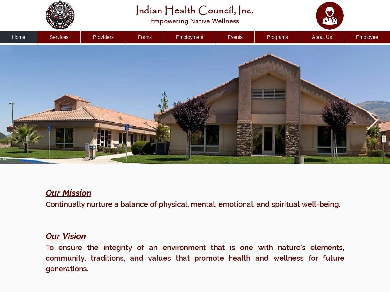 Indian Health Council Website Screenshot from indianhealth.com